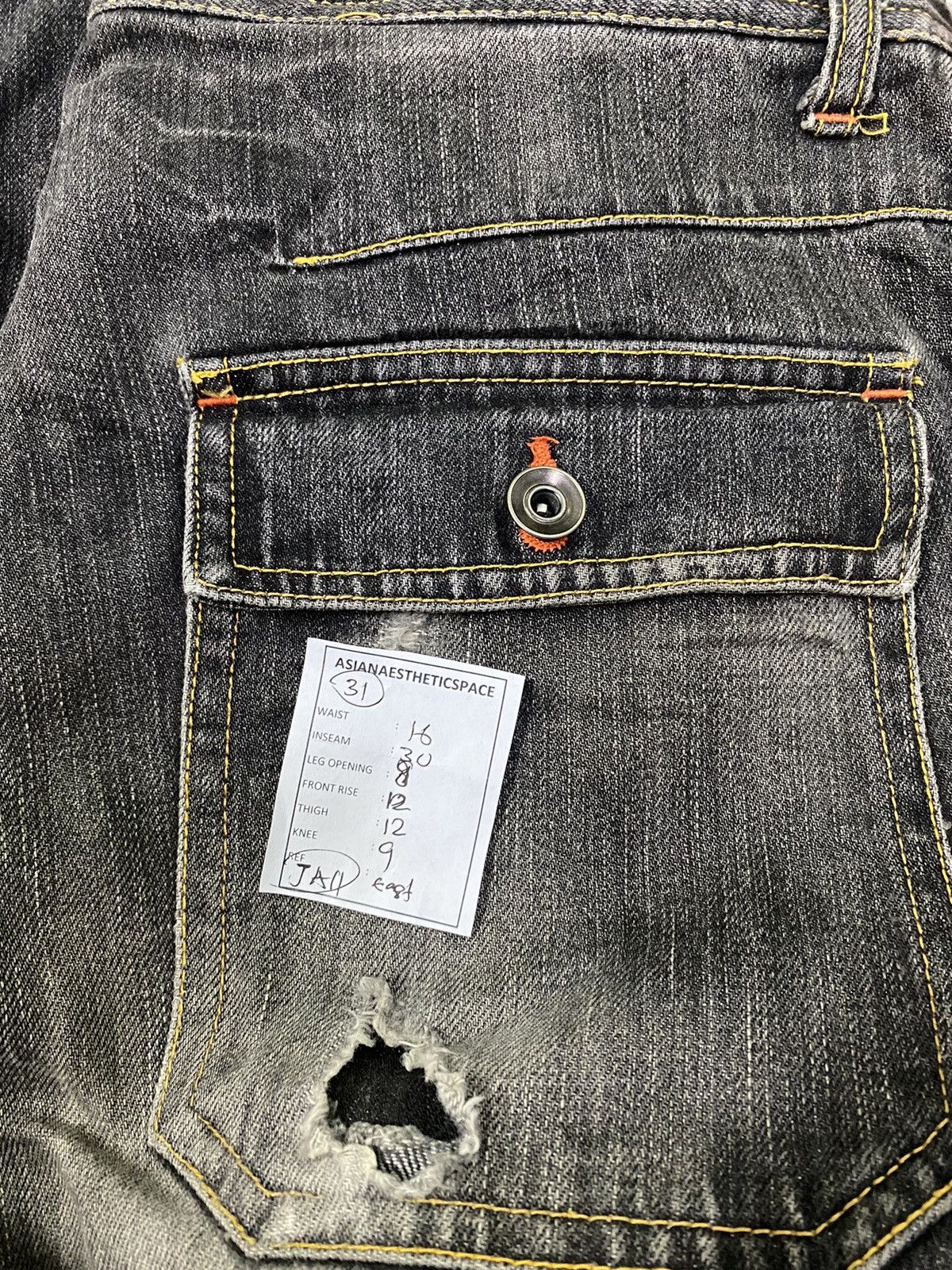 GOSTAR DE FUGA × Japanese Brand Eastboy Men Jean Loose Baggy Fit Grey Washed Distressed Size US 31 - 12 Thumbnail