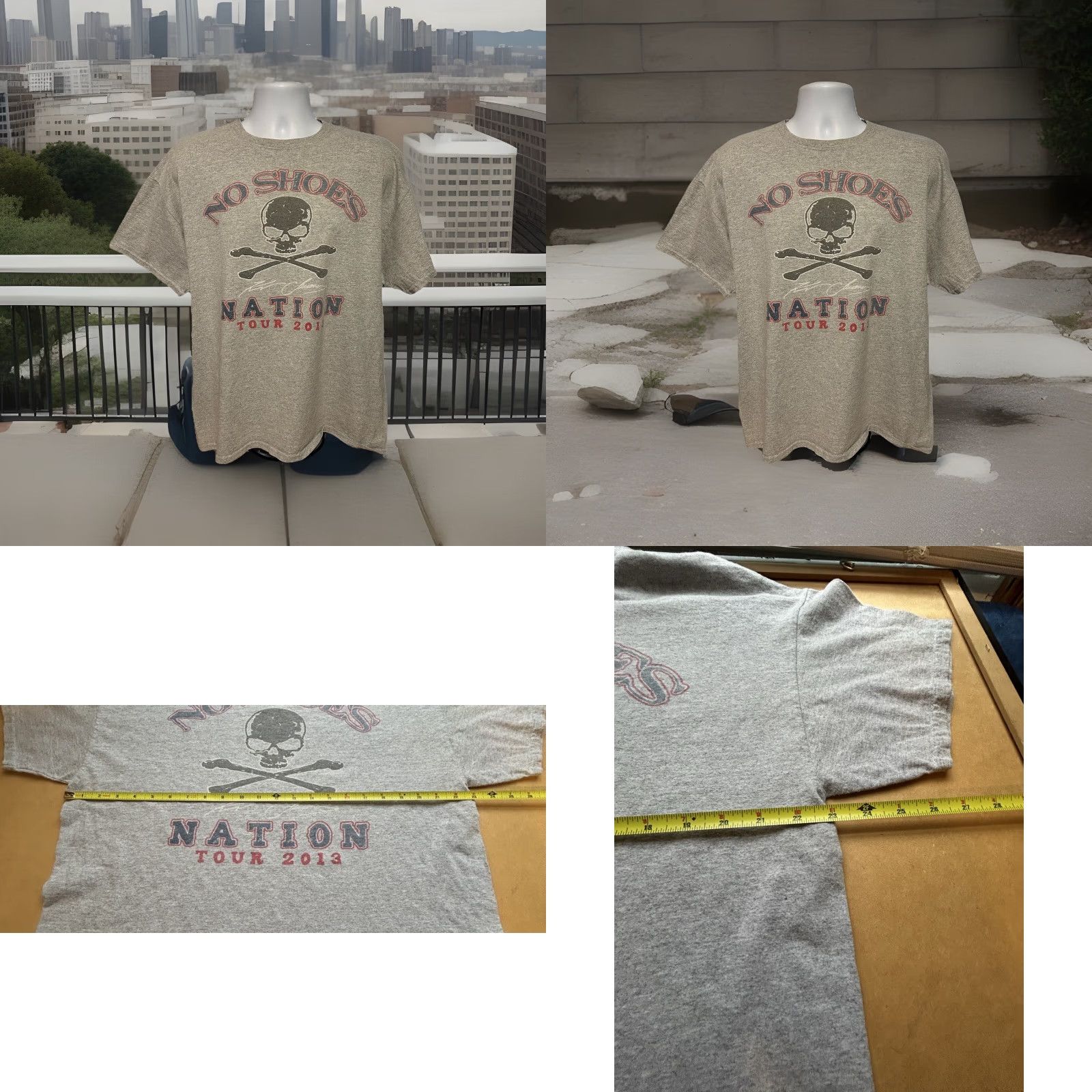 Gildan Kenny Chesney No Shoes Nation Tour 2013 Shirt Men XL Heather Gray Short Sleeves Size US XL / EU 56 / 4 - 8 Thumbnail