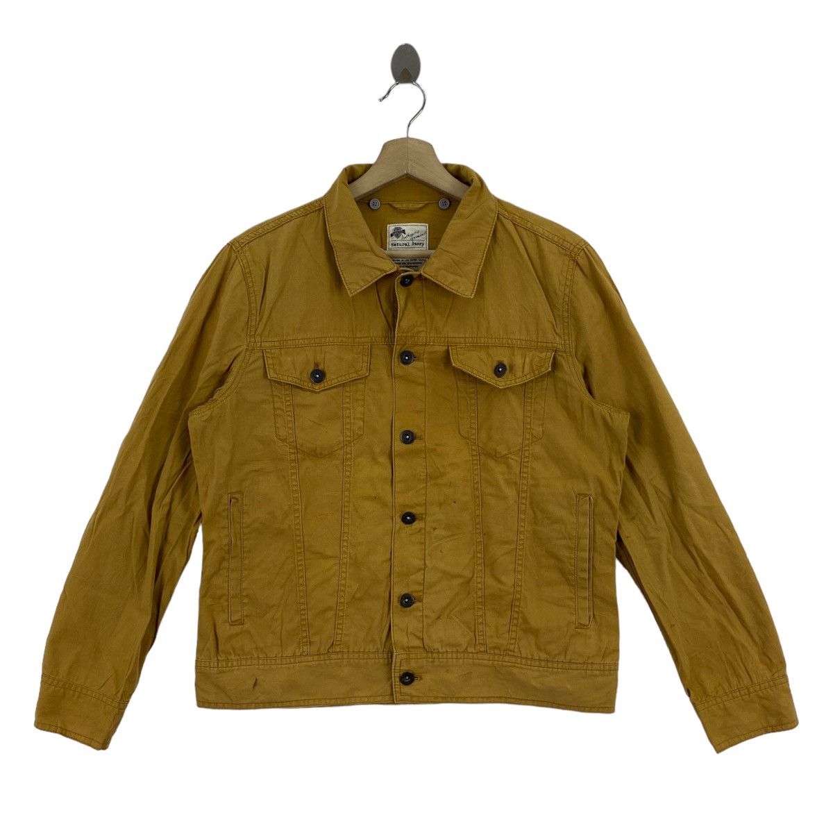 image of Vintage Natural Story Motorcycle Brown Jeans Jacket, Men's (Size Medium)