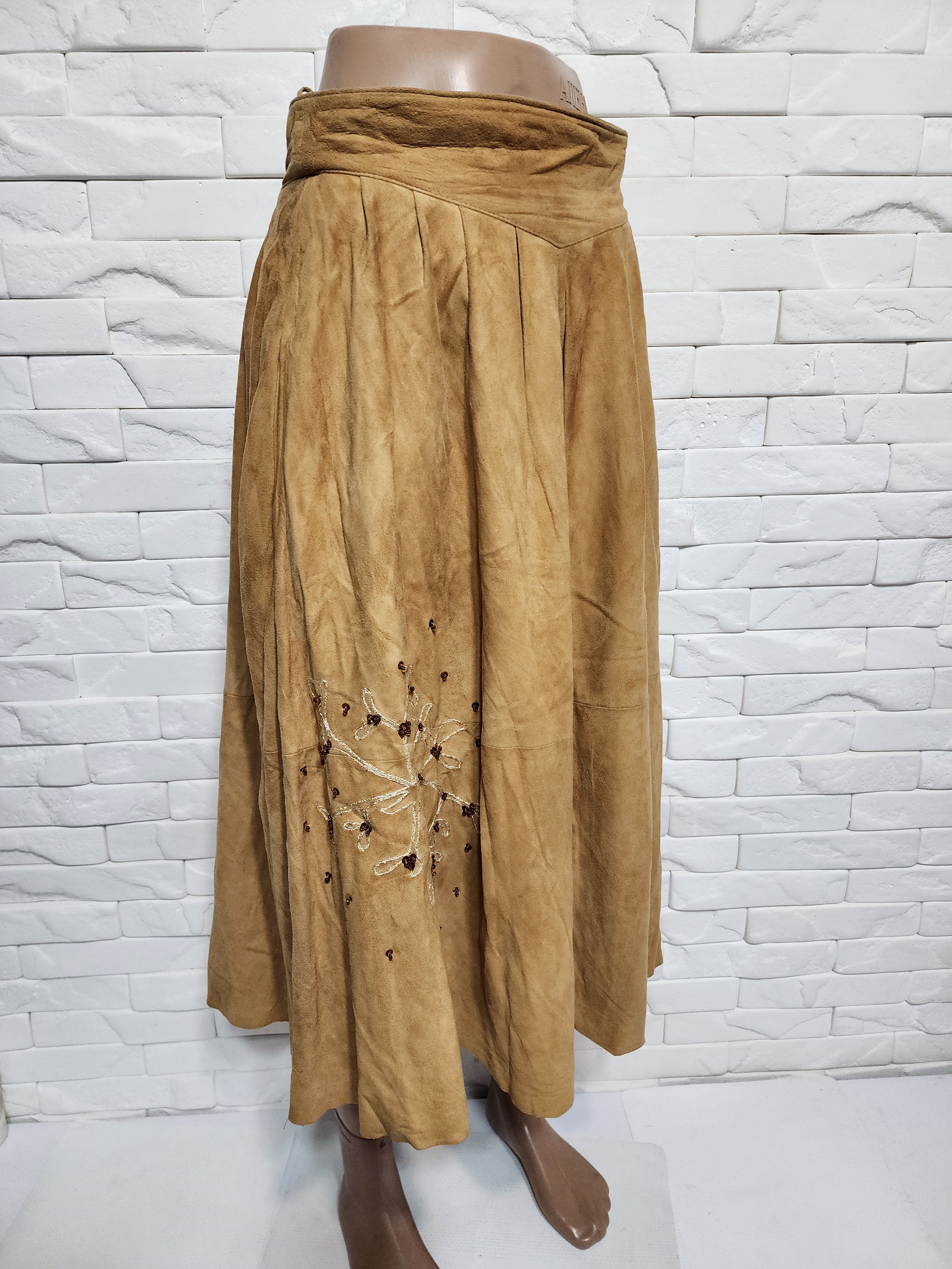 Other Brown Flared Leather Skirt with Pockets. Size 28" / US 6 / IT 42 - 2 Thumbnail
