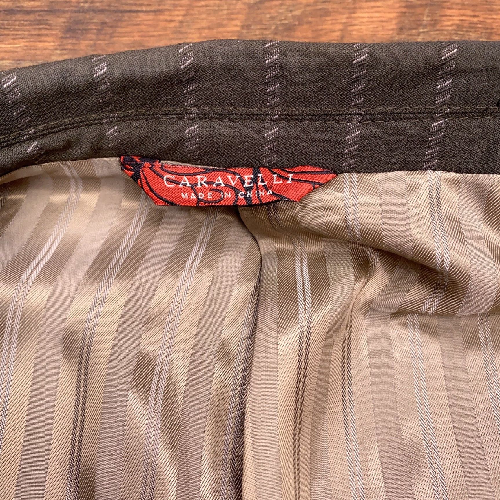 Vintage Caravelli Suit 42R 2 Piece Green Striped Polyester Viscose Formal Wedding Men Regular 2 Piece Vintage No Size 42R - 6 Thumbnail