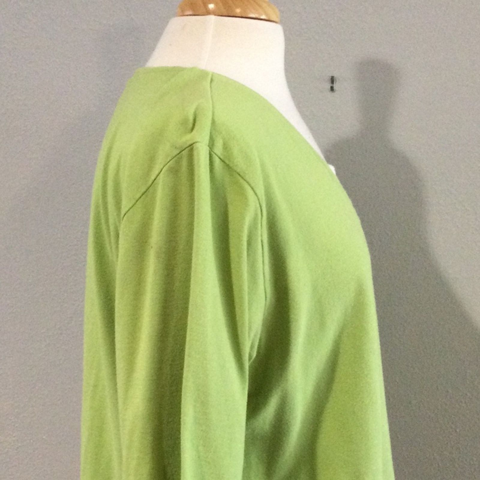 Chicos Chico's Green &White V-Neck 3/4 Sleeve Pullover Top 3/XL/16 Size XL / US 12-14 / IT 48-50 - 5 Thumbnail