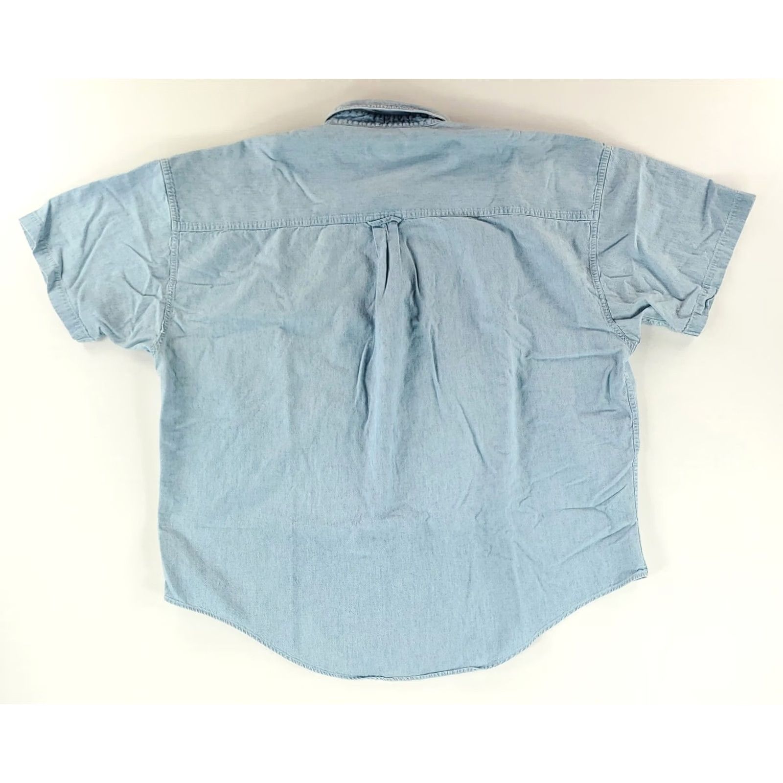 Chaps Chaps Shirt Denim Chambray USA Flag Blue Button Down Short Sleeve Mens XXL Shirt Size US XXL / EU 58 / 5 - 4 Thumbnail