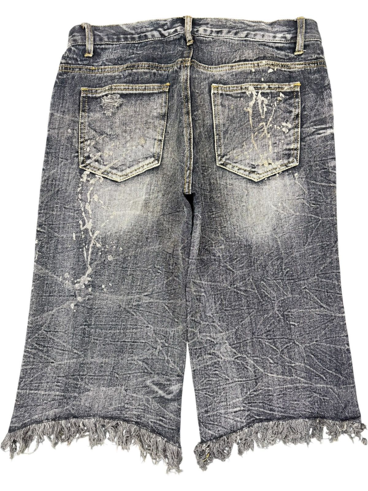 LOWBOX Vintage Japanese Lowbox Painted Distress Jeans Shorts Jorts Size US 32 / EU 48 - 2 Thumbnail