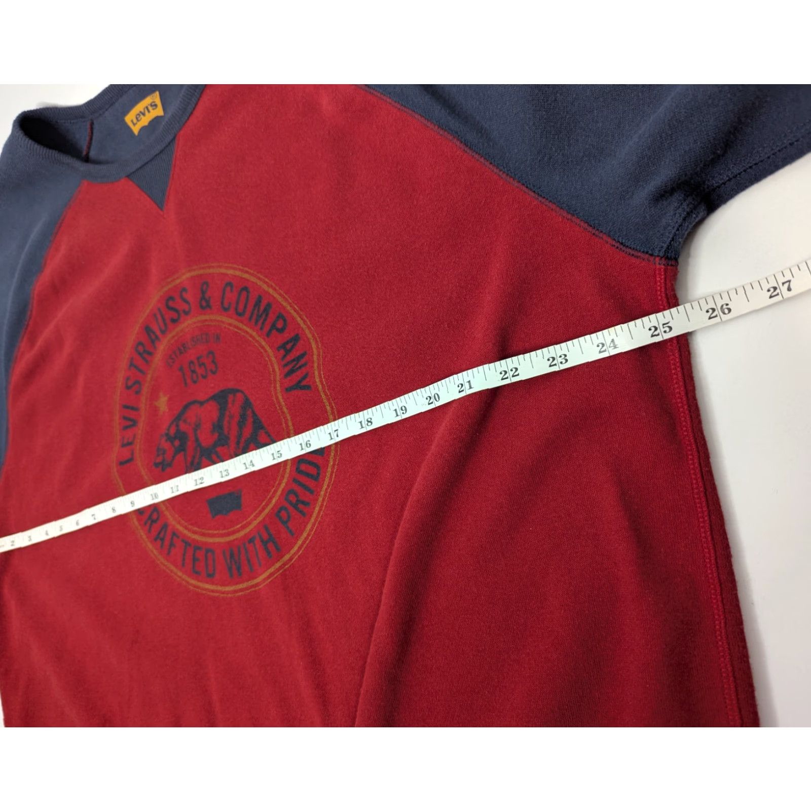 Levi's Levis Logo Crew Raglan Sweatshirt Red Navy Standard Fit Casual Lounge Men 2XL Size US XXL / EU 58 / 5 - 6 Thumbnail