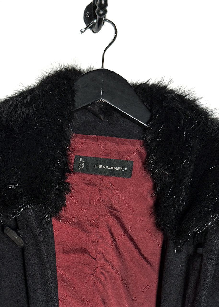 Dsquared2 Dsquared2 Black Wool Blend Beaver Fur Collar Belted Coat Size M / US 6-8 / IT 42-44 - 8 Thumbnail