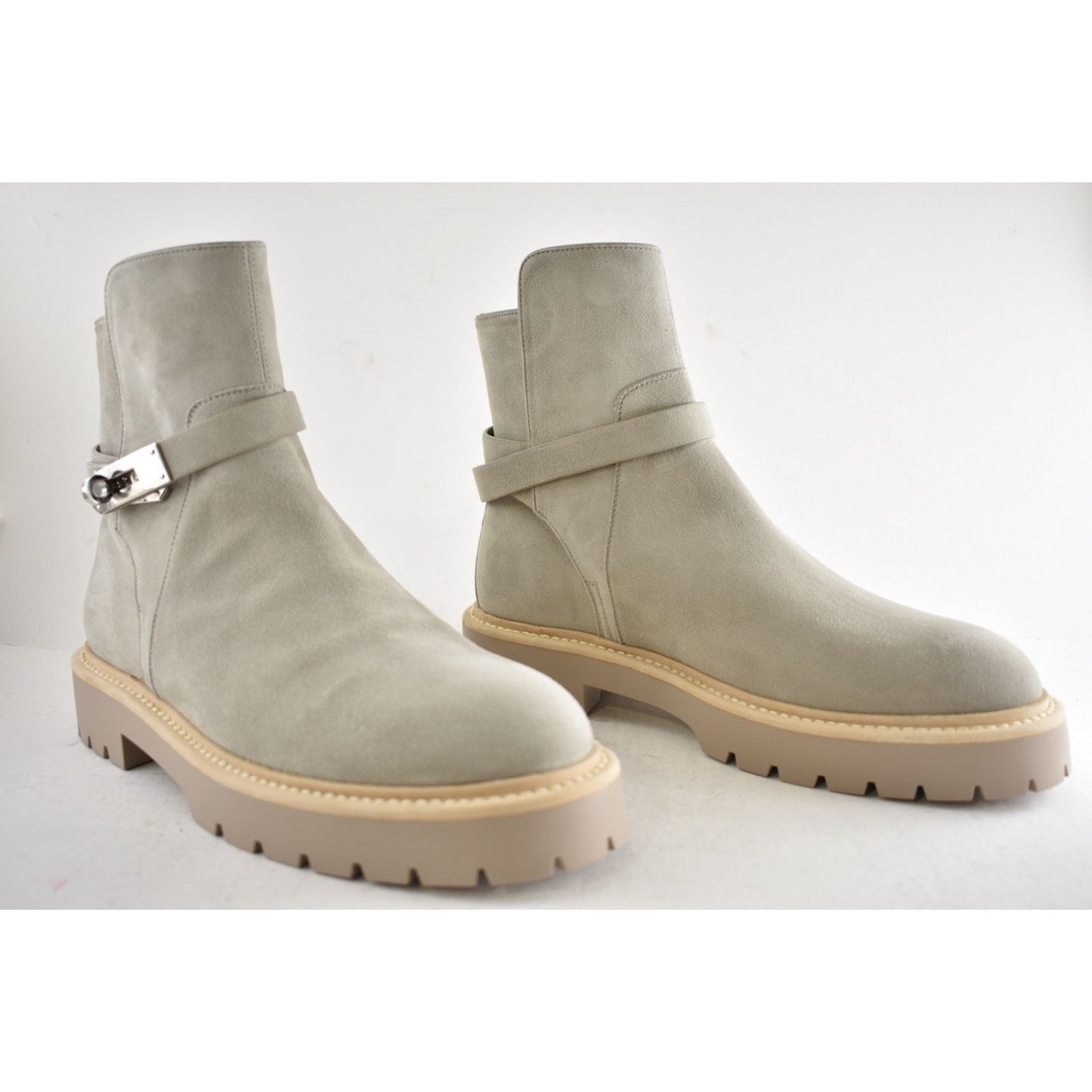 Hermes Hermes Jeff Ankle Boot Galet Suede Goatskin Kelly Lock 40 Size US 10 / IT 40 - 2 Thumbnail