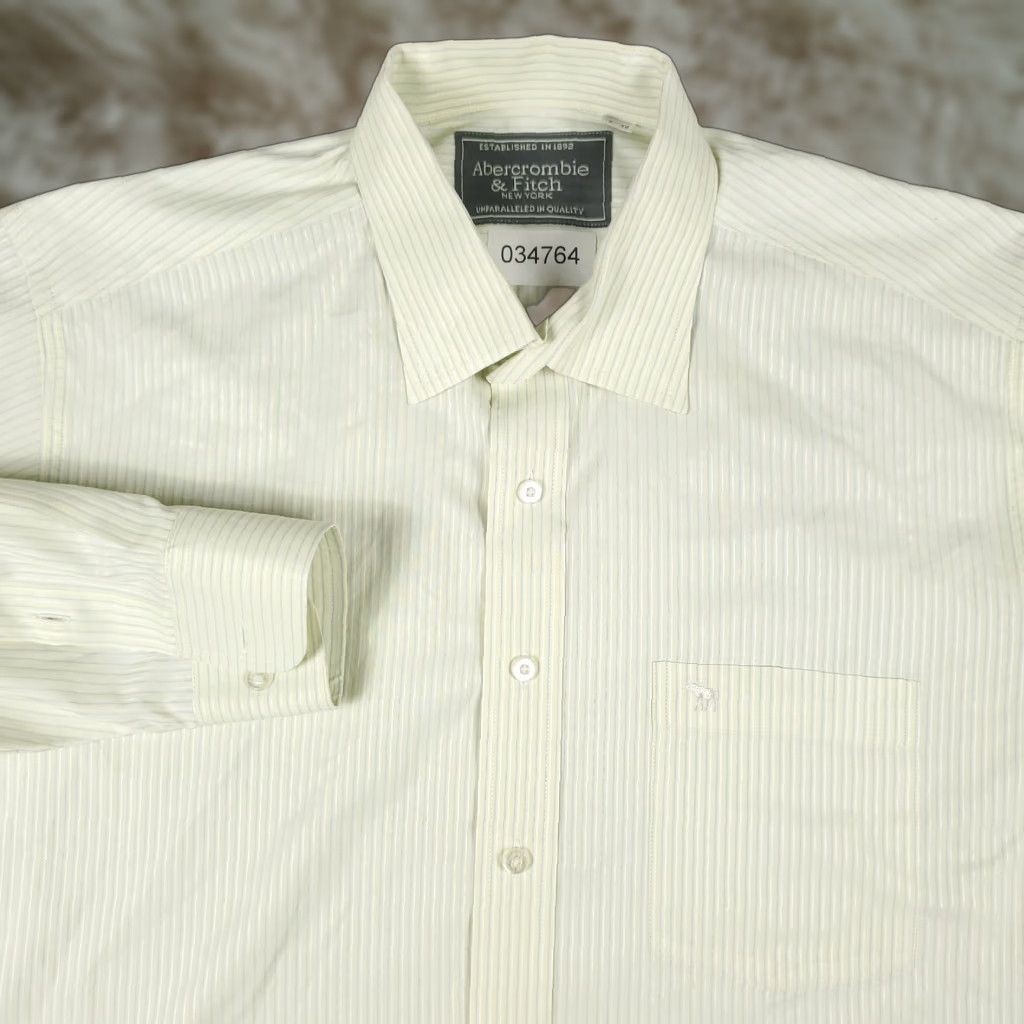 Abercrombie & Fitch Abercrombie & Fitch Button-Up Shirt Mens Size 17.5 Yellow Striped Long Sleeve Classic Preppy Size US XL / EU 56 / 4 - 1 Thumbnail