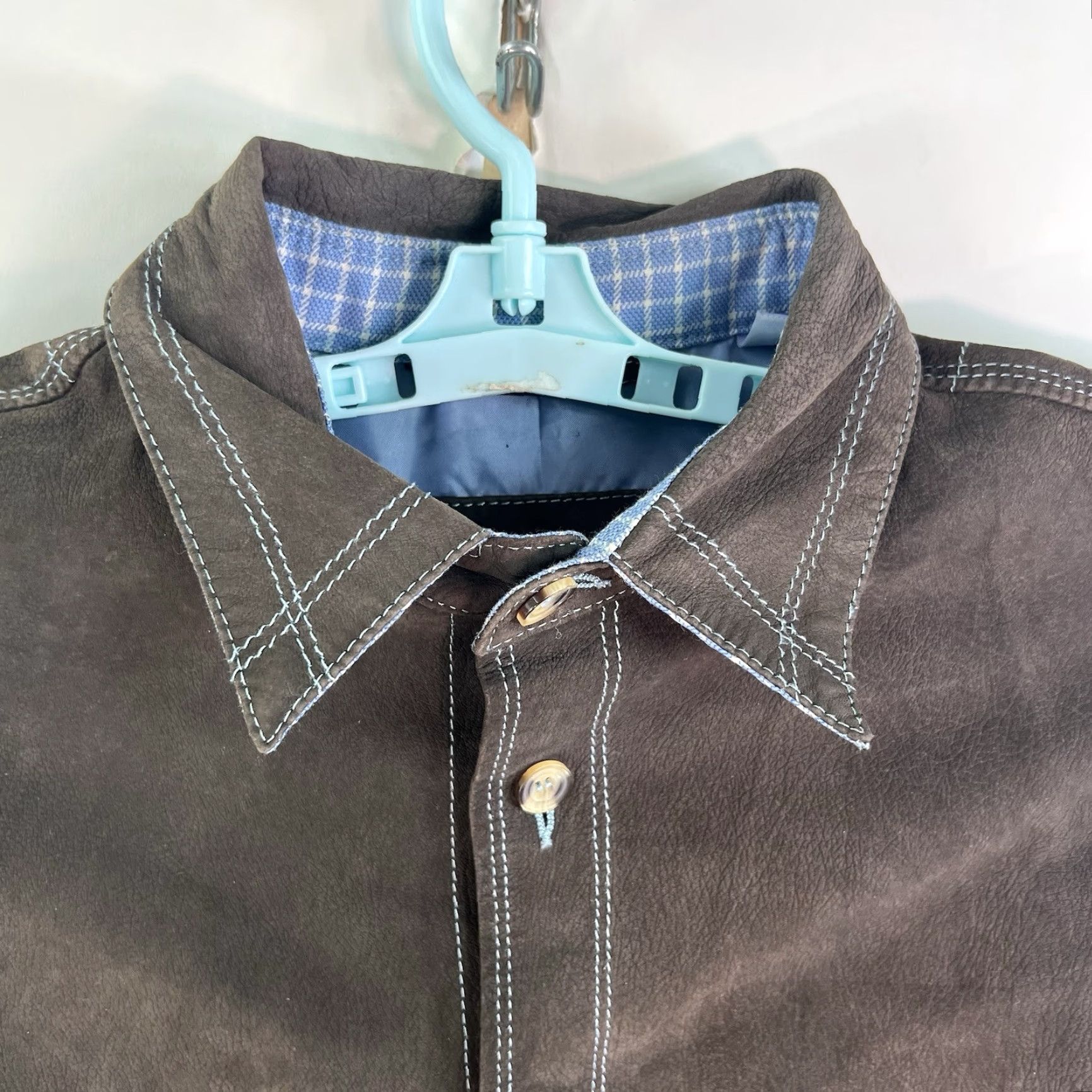 Vintage VLUXE Leather Shirt/Jacket Mens M Brown Vintage 80s Motorcycle Classic Casual Workwear Jacket Size US M / EU 48-50 / 2 - 3 Thumbnail