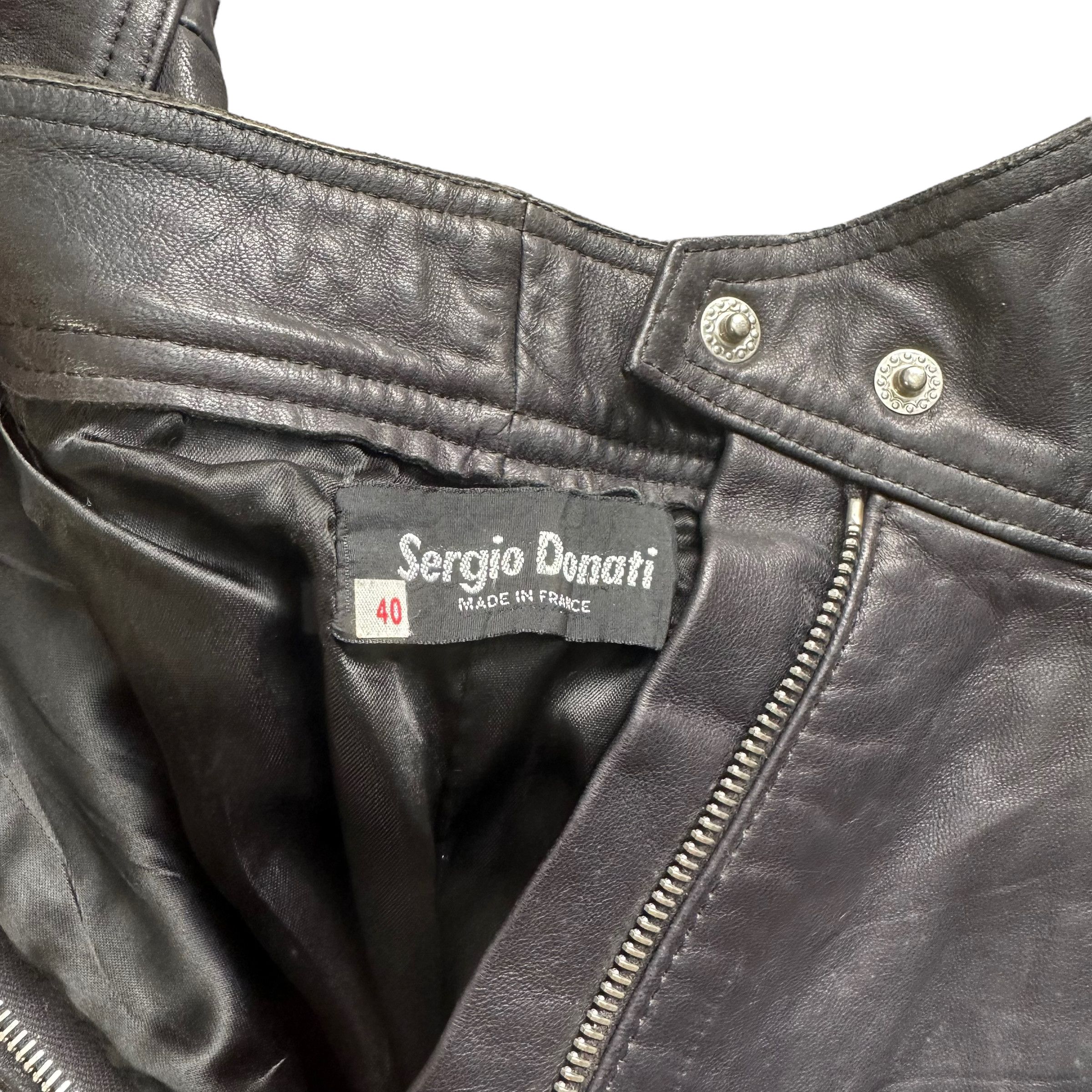 Japanese Brand SERGIO DONATI SNAP BUTTON RIRI ZIP LEATHER PANT #8501-012 Size 27" / US 4 / IT 40 - 8 Thumbnail