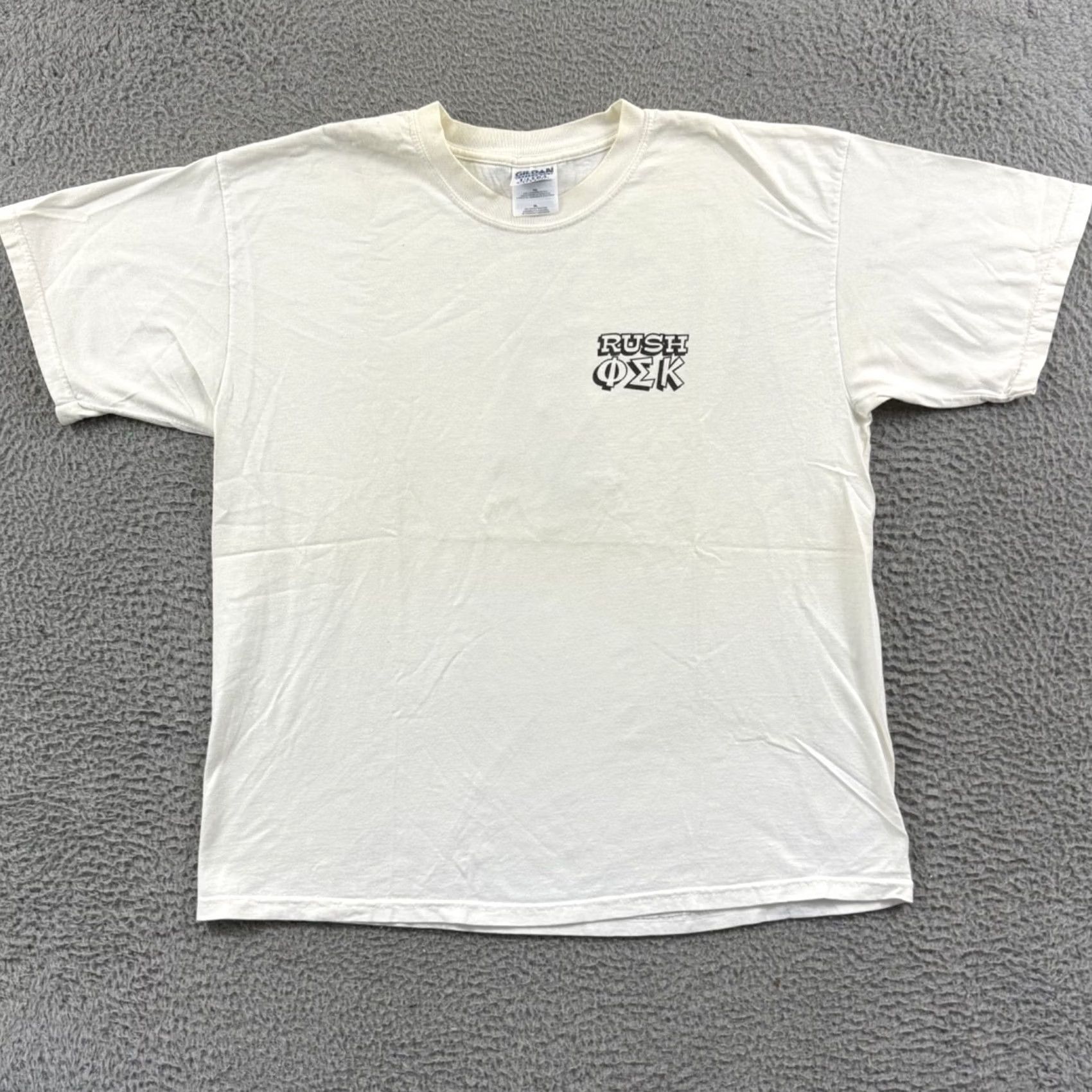 Gildan VINTAGE Phi Sigma Kappa Shirt Mens XL White 90s Greek Fraternity Gildan Short Sleeve Size US XL / EU 56 / 4 - 2 Thumbnail