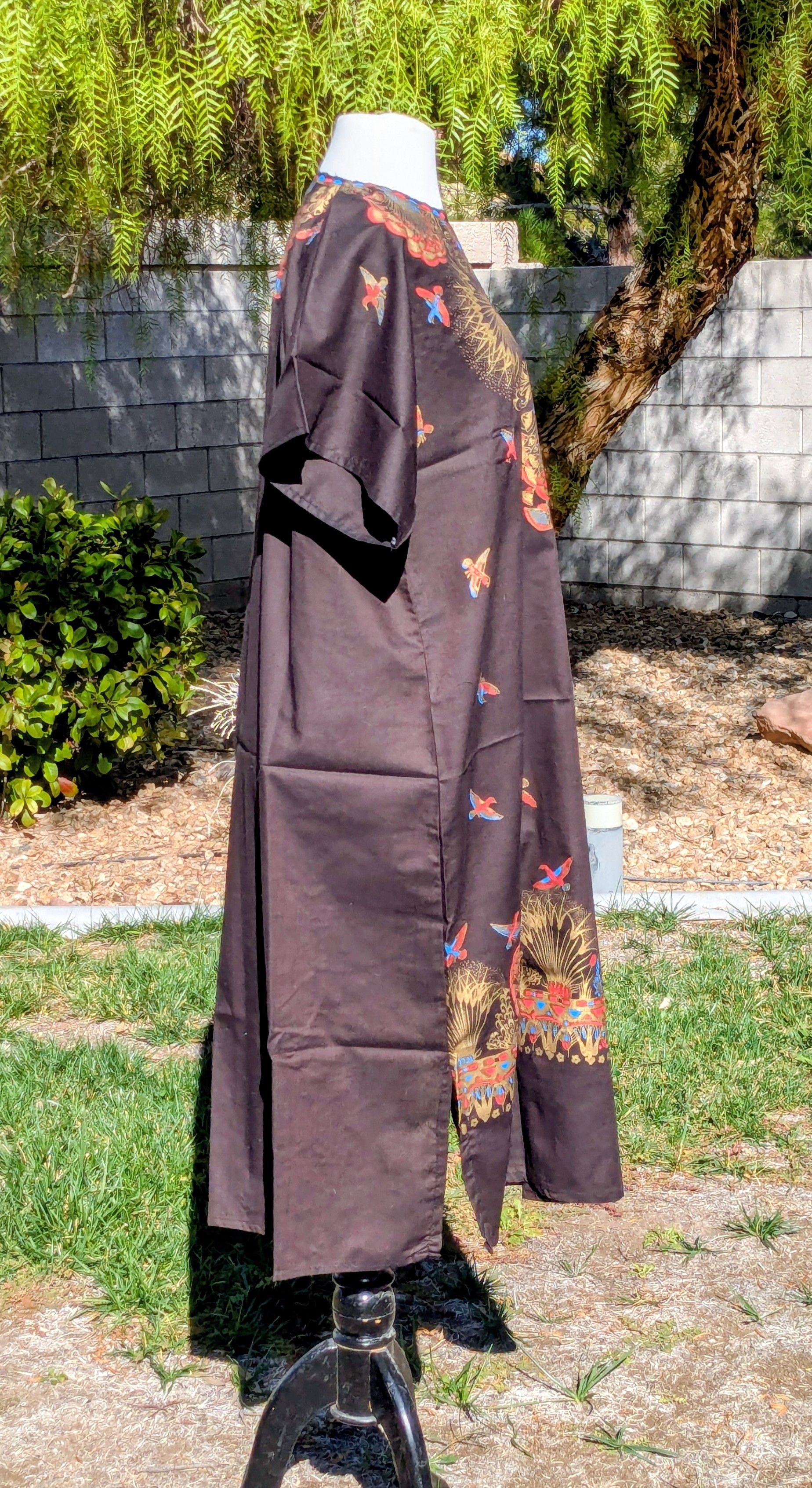 Other Retro Kaftan Goddess Cleopatra Ankh Birds Cotton Dress Size M / US 6-8 / IT 42-44 - 2 Thumbnail