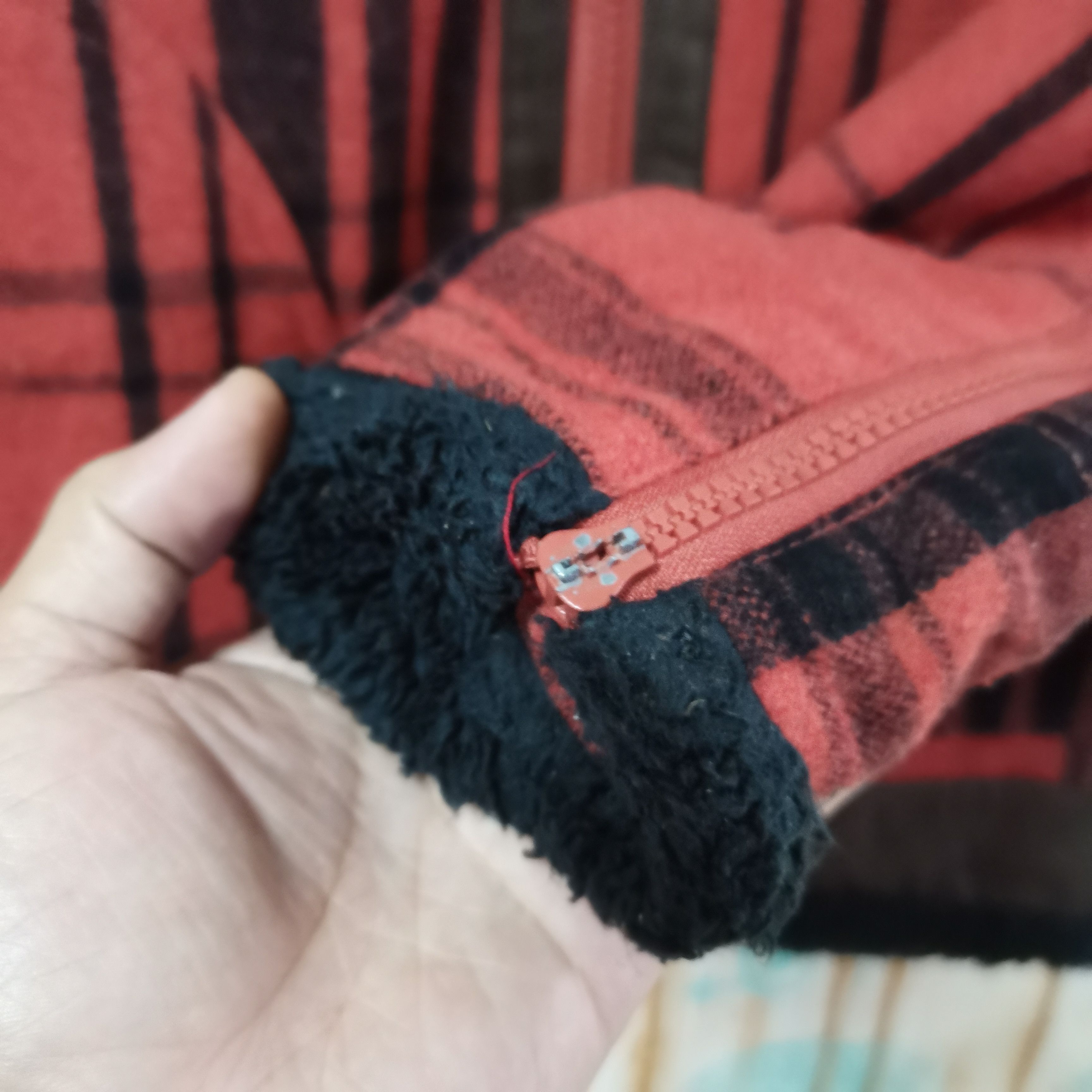 Japanese Brand × Vintage Vintage Exhibitionist Red Tartan Shearling Jacket Size US M / EU 48-50 / 2 - 8 Thumbnail