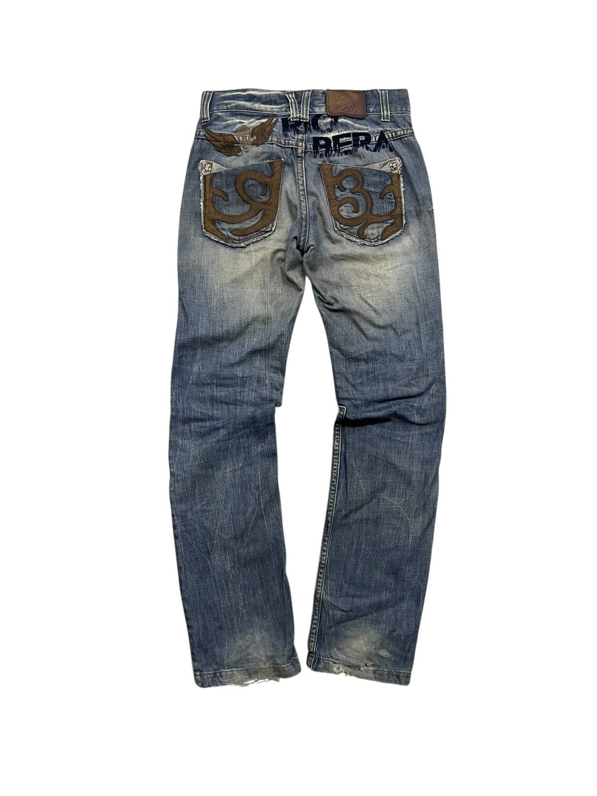 If Six Was Nine 2000s RIOBERA JEANS WASHABLE DISTRESSED JEANS RARE DESIGN Size US 30 / EU 46 - 3 Thumbnail