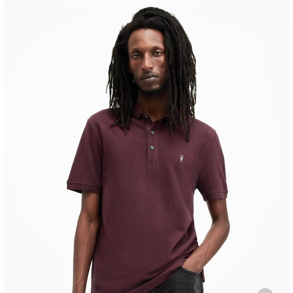 Allsaints AllSaints Vidal Burgundy Maroon Men’s Polo Shirt Size US M / EU 48-50 / 2 - 1 Thumbnail