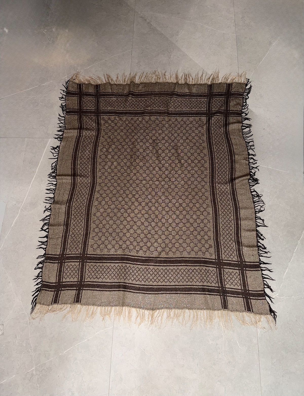 Gucci GUCCI 2007 Silver Thread GG Monogram Wool Silk Scarf Demna Size ONE SIZE - 4 Thumbnail