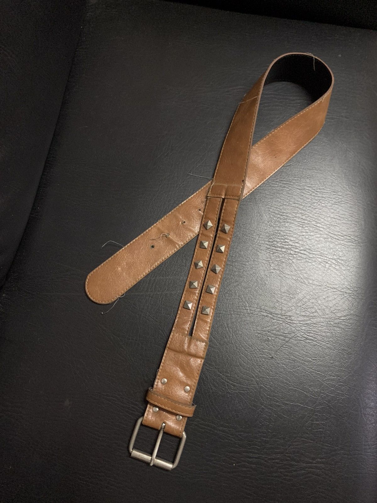 If Six Was Nine Brown leather studded belt Size ONE SIZE - 1 Thumbnail