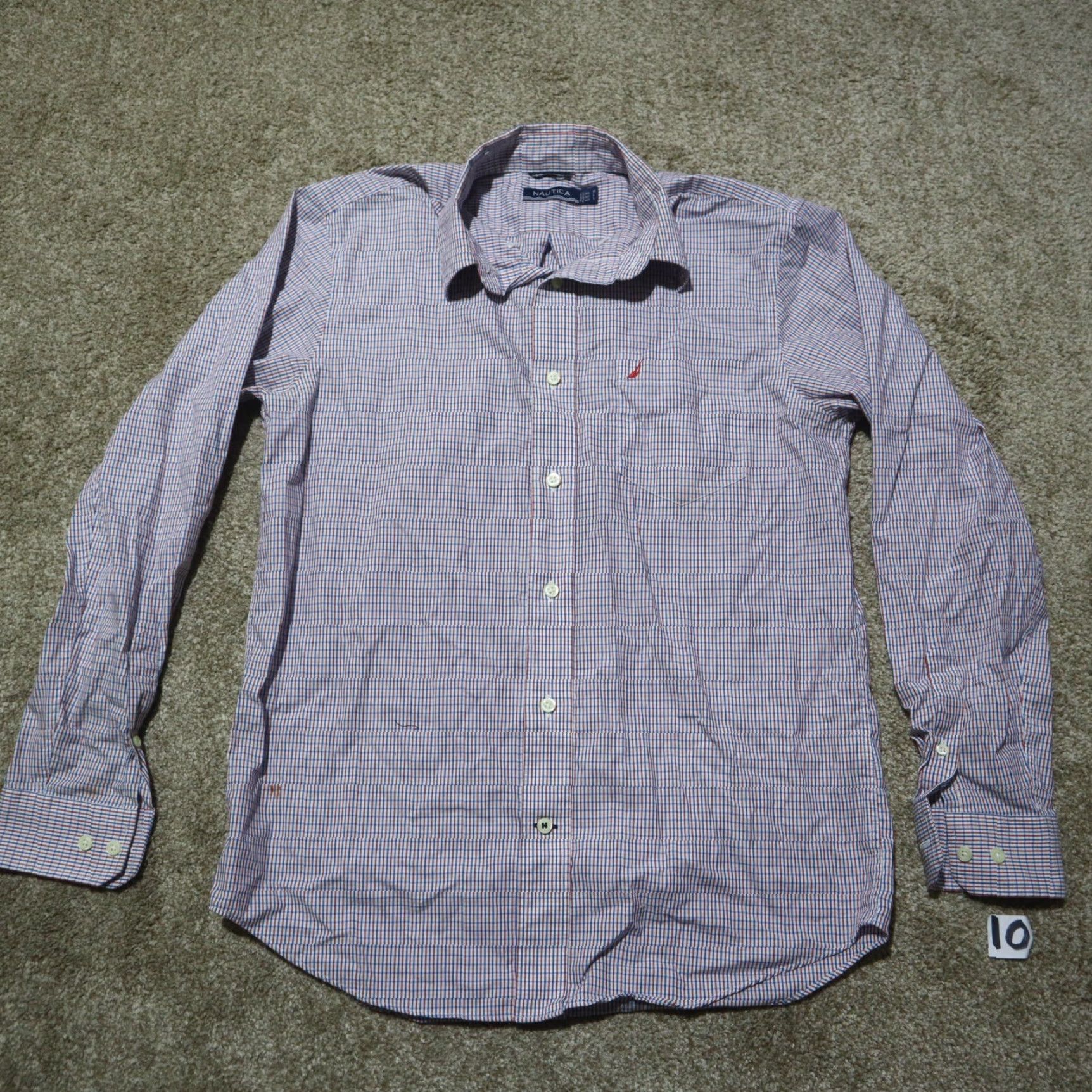 Nautica Nautica Button-Up Shirt Men M Plaid Blue Red White Casual Cotton long sleeve Button-Down Classic American Mens Medium Blue Size US M / EU 48-50 / 2 - 2 Thumbnail