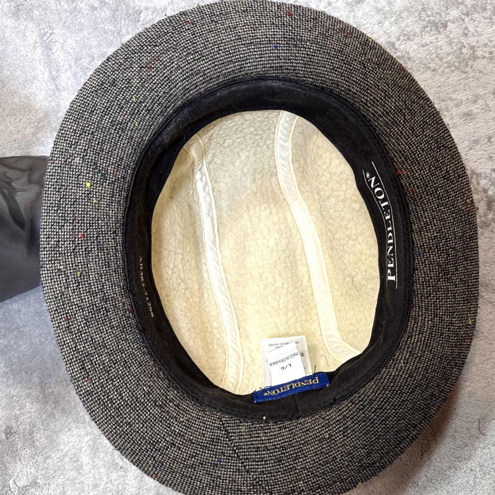 Pendleton VINTAGE Pendleton Fedora Hat Mens Size L Tweed Wool Speckled Gray 70s Walking Hat Size ONE SIZE - 6 Thumbnail