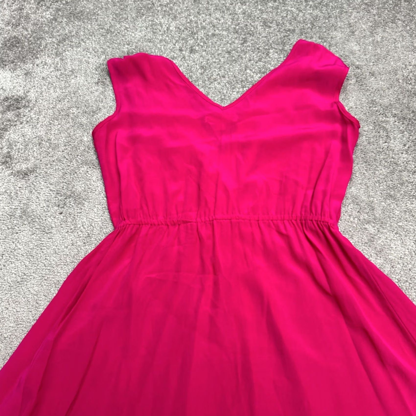 Vintage Amour Vert Silk Pleated Fit & Flare A-Line Mini Dress Womens M Pink V-Neck Sleeveless Size M / US 6-8 / IT 42-44 - 4 Thumbnail