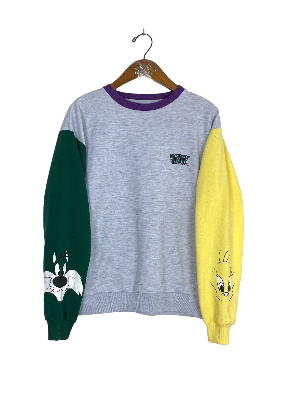 Warner Bros Rare‼️ Looney Tunes Colour Block Sweatshirt Size US S / EU 44-46 / 1 - 1 Thumbnail