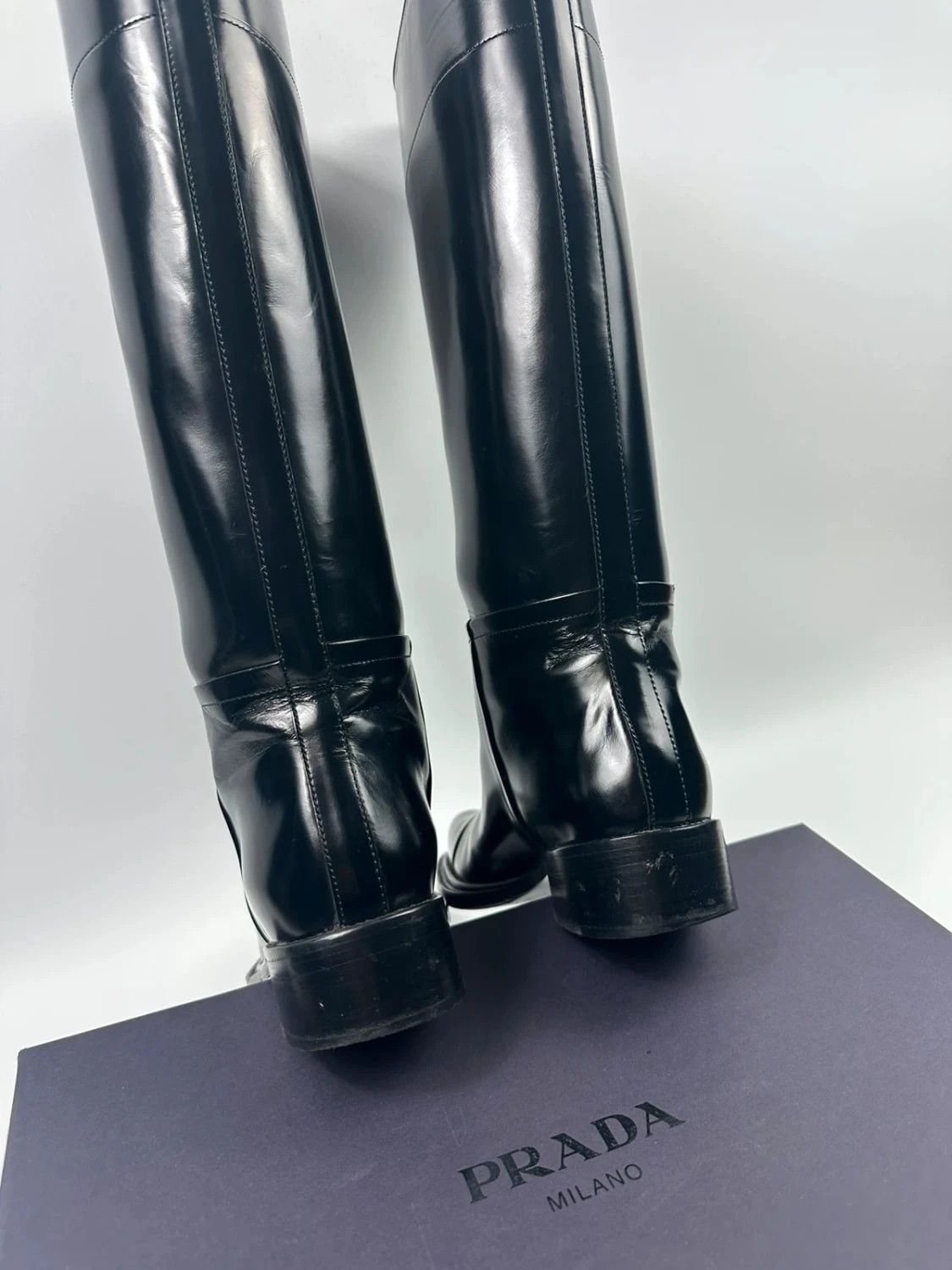 Prada Prada SS2014 Black Leather Vernis Patent Boots Pointy Toe Size US 6 / IT 36 - 15 Thumbnail