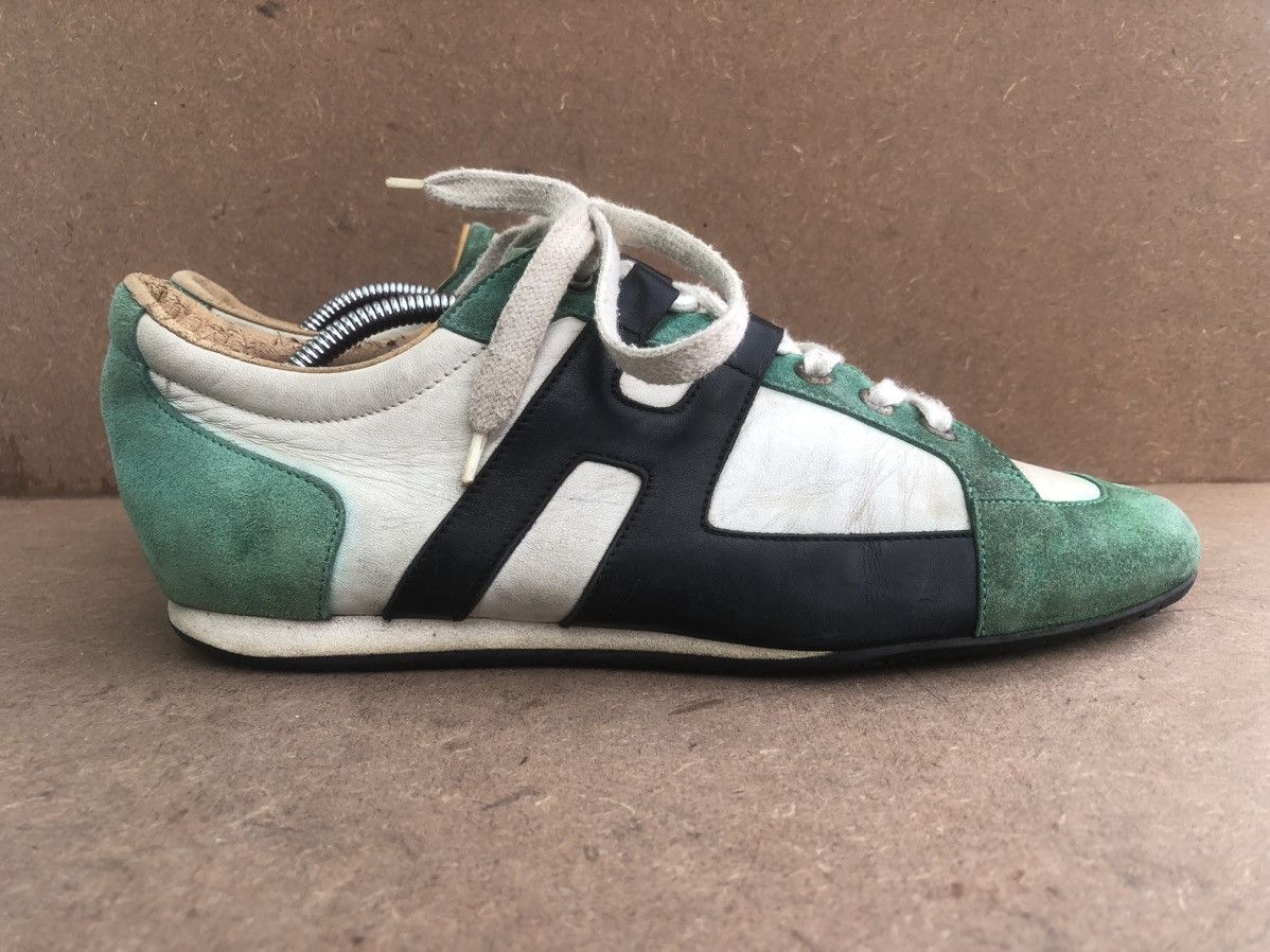 Hermes Hermes Green & White Leather SneakersSize 39 Size US 9 / IT 39 - 1 Thumbnail