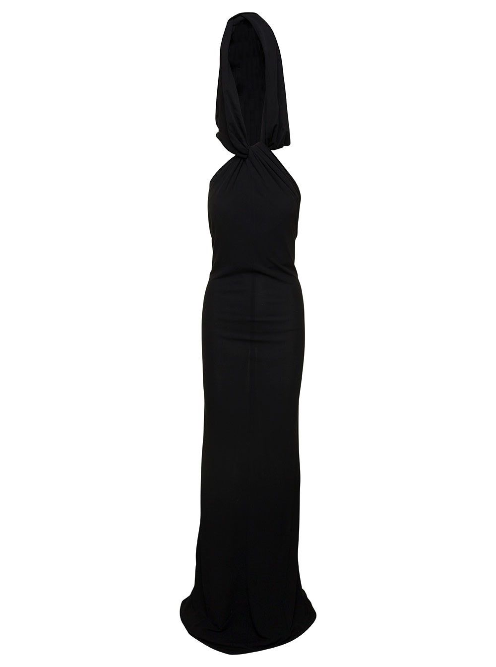 o1tp1o1224 Hooded Dress In Jersey in Black