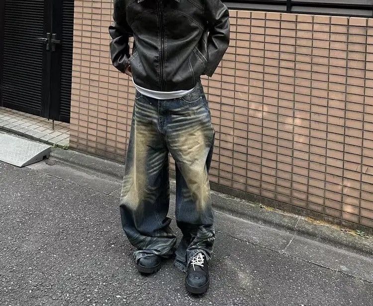 Japanese Brand Retro washed distressed whiskering baggy jeans Size US 32 / EU 48 - 4 Thumbnail