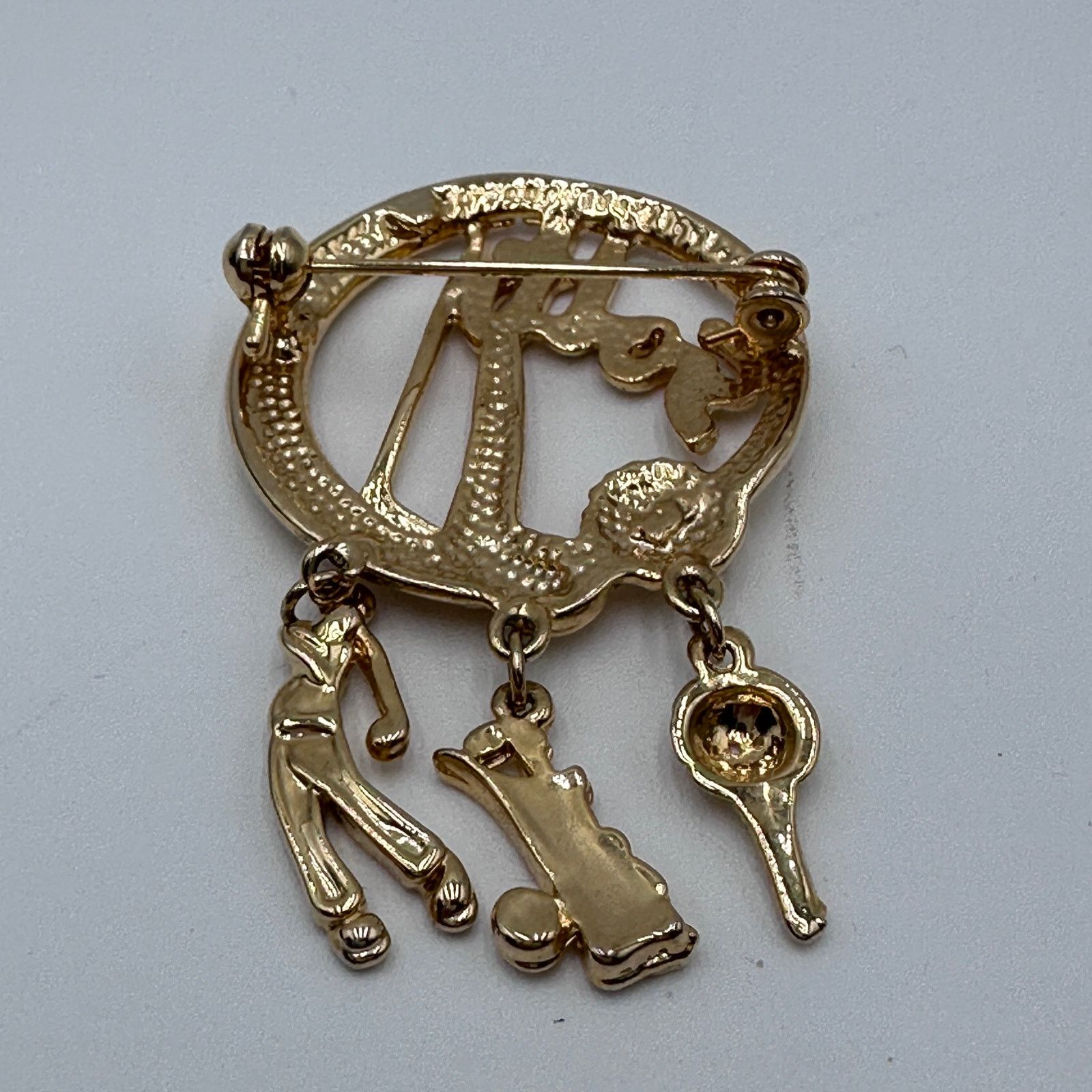 & Other Stories VTG Golf Brooch Dangling Charms Gold Tone Club Ball Golf Bag Size ONE SIZE - 16 Thumbnail