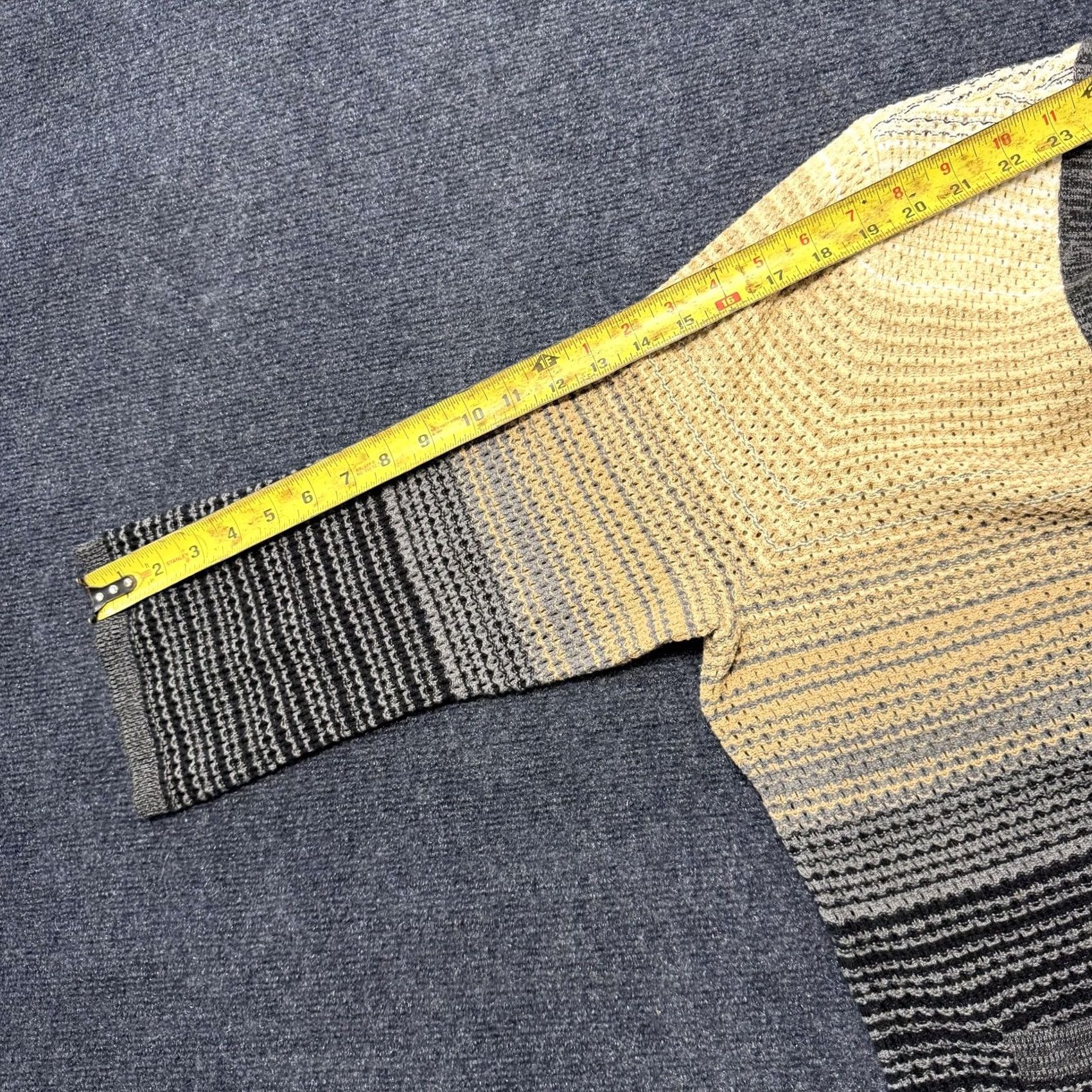 Vintage Isaac Mizrahi Live! Cardigan Womens XL Gray Striped Open-Knit Pockets Size XL / US 12-14 / IT 48-50 - 7 Thumbnail