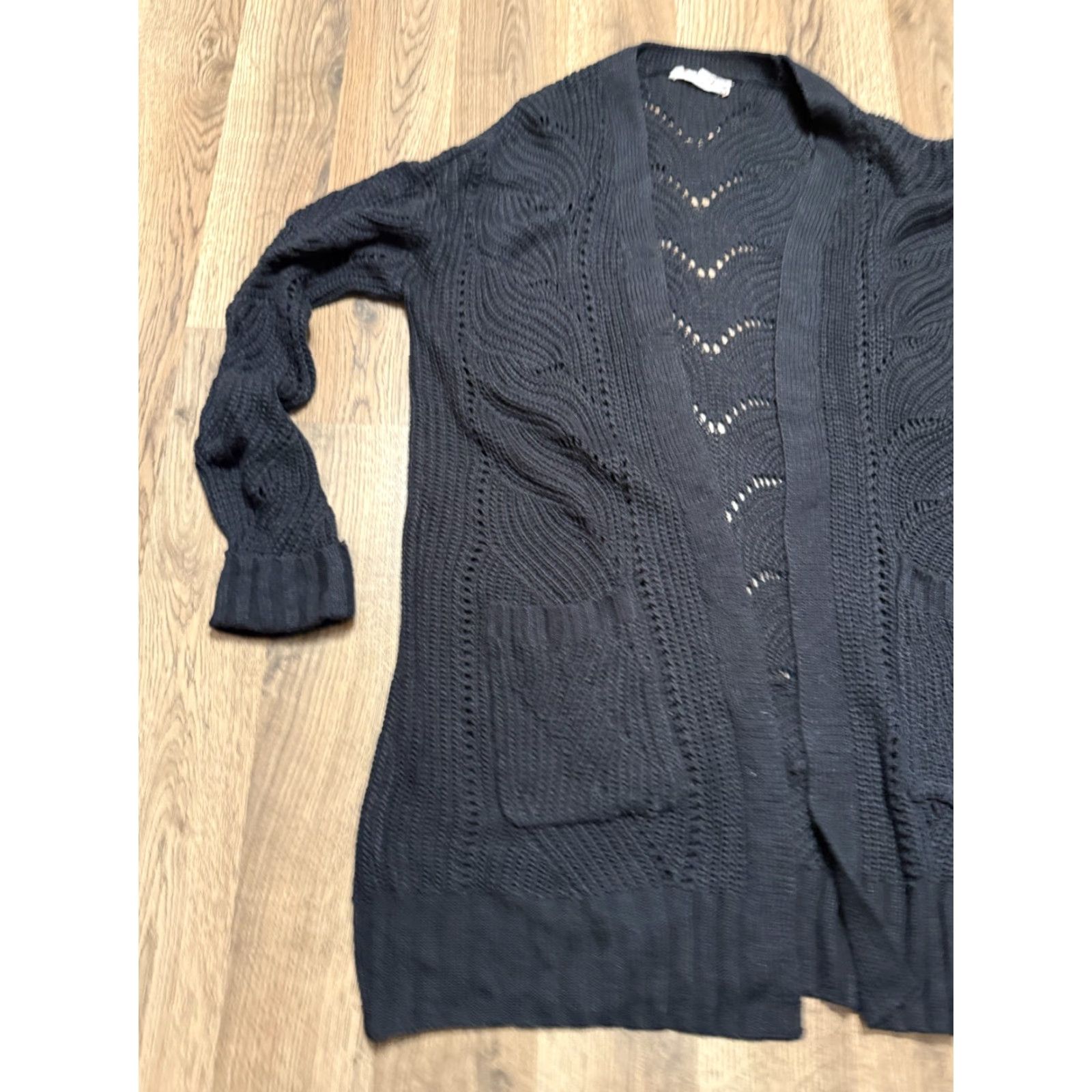 Vintage Pink Republic Women's Cardigan Sweater Black Long Sleeve Open Knit L Cardigan Open Size L / US 10 / IT 46 - 3 Thumbnail