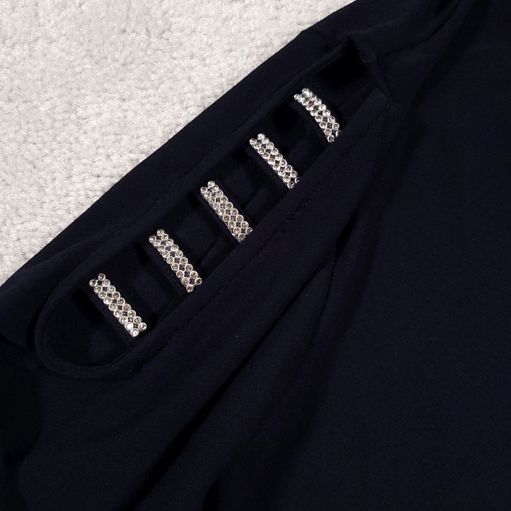 Vintage 89th + Madison Shirt Women's 3X Plus Navy Blue Rhinestone Shoulder Blouse Size XXL / US 16-18 / IT 52-54 - 4 Thumbnail