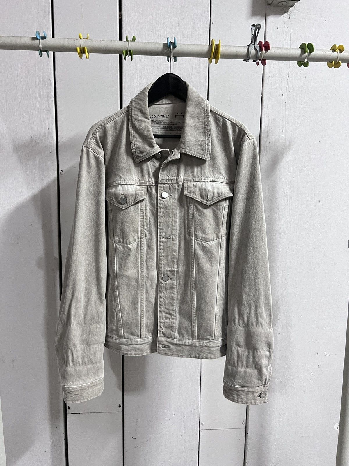 image of A Cold Wall (Acw) Moon Wash Denim Jacket in Grey, Men's (Size Medium)