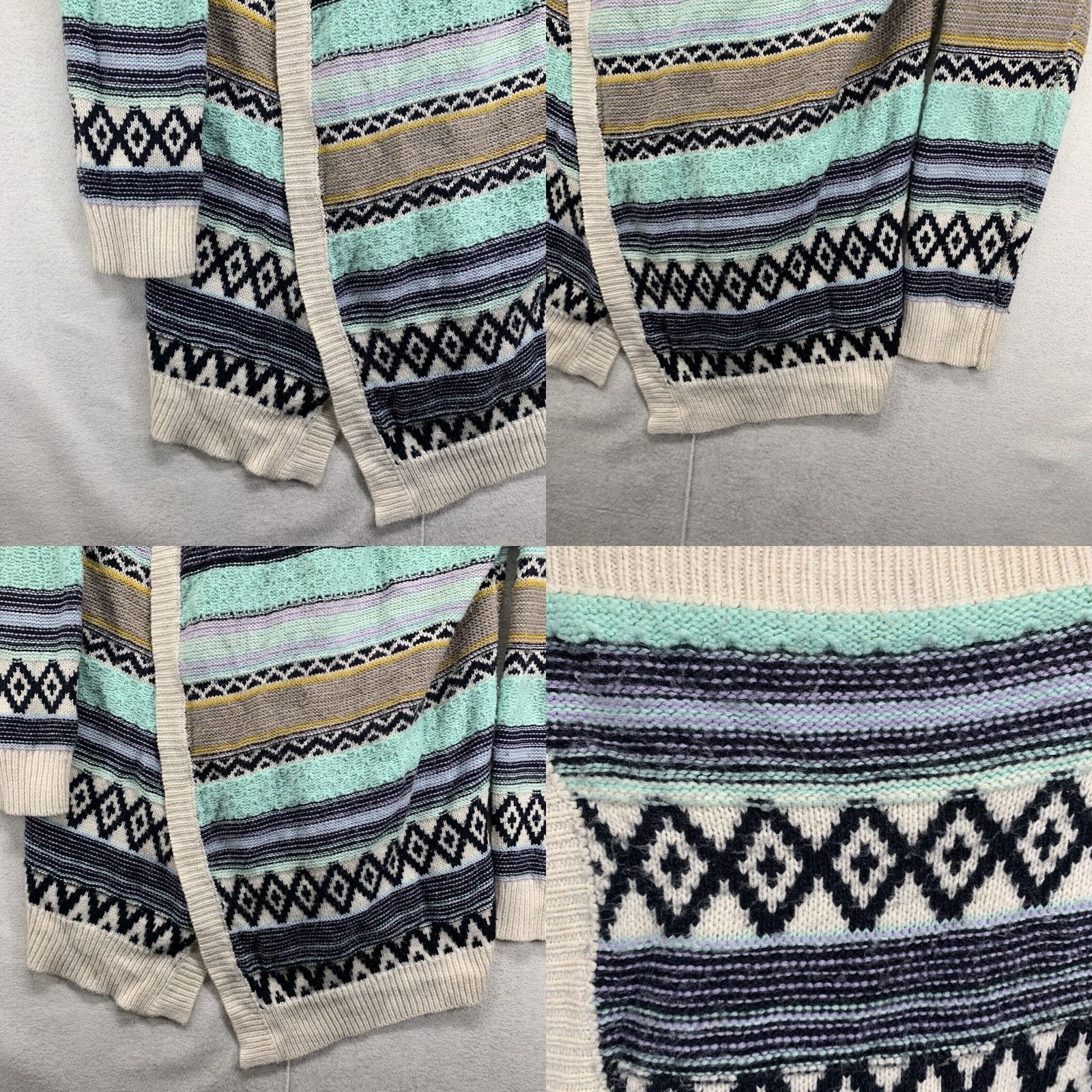 Anthropologie Alya Cardigan Adult Medium Mint Multicolor Geometric Open Front Boho Southwestern Women's Size M / US 6-8 / IT 42-44 - 8 Thumbnail