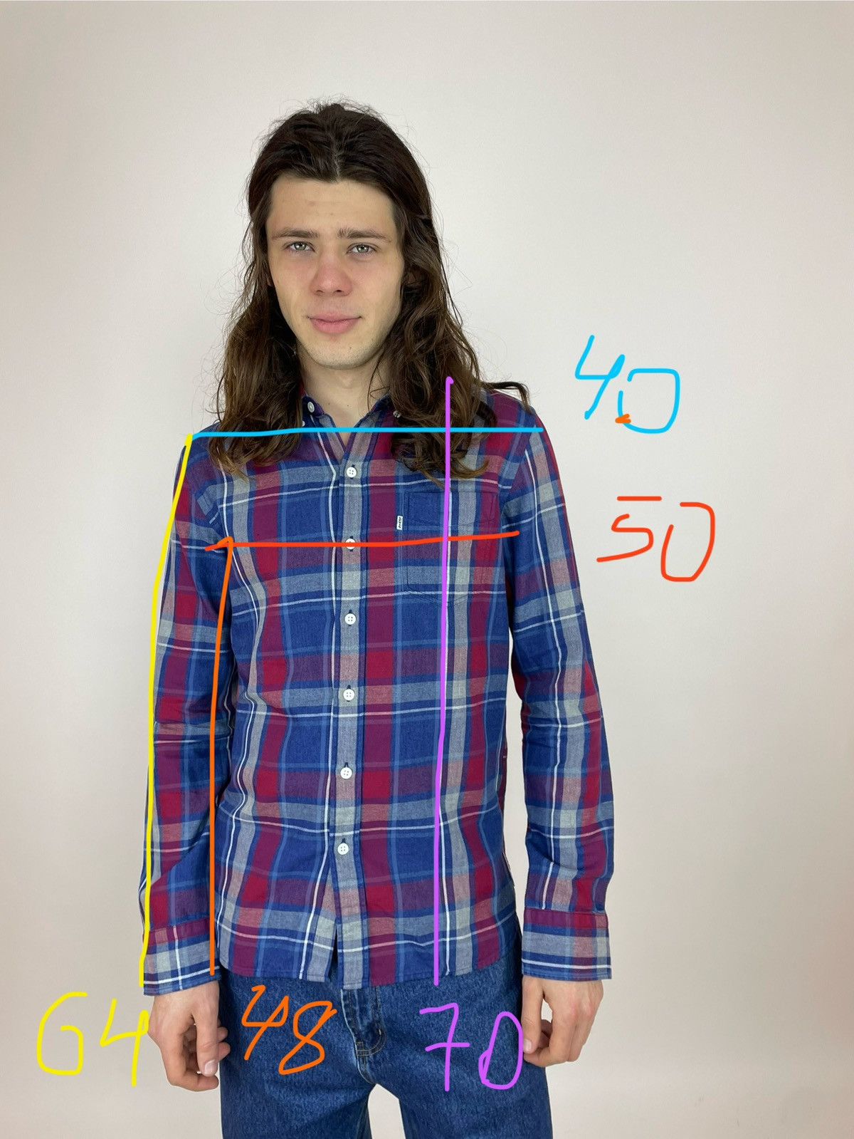 Levi's Levis checkered Shirt long sleeve slim fit Mens size S Size US S / EU 44-46 / 1 - 10 Thumbnail