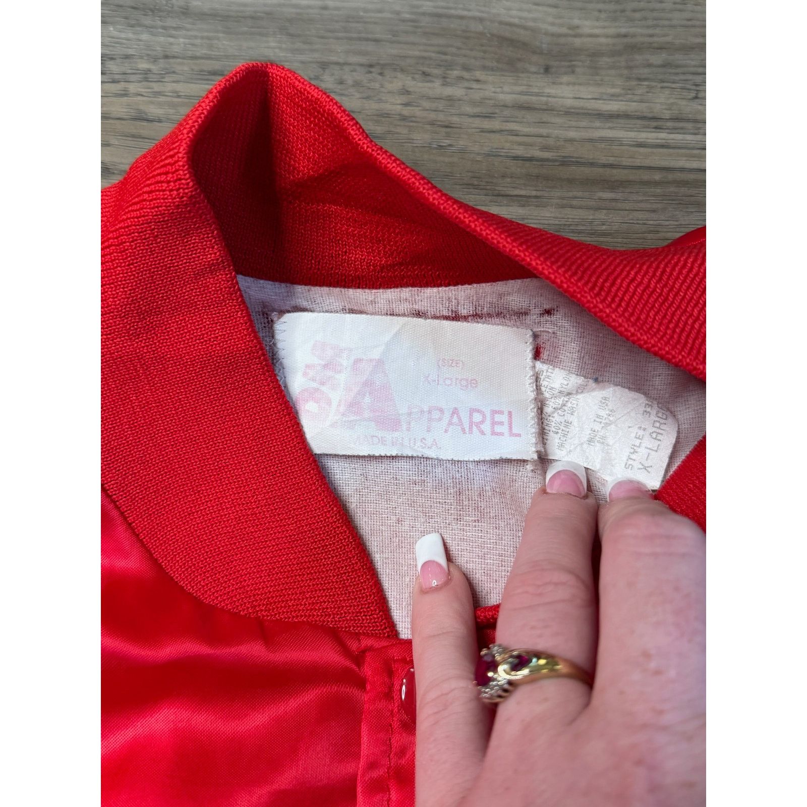 Vintage Vintage Leadline Red Satin Bomber Jacket Embroidered Logo XL Size US XL / EU 56 / 4 - 3 Thumbnail