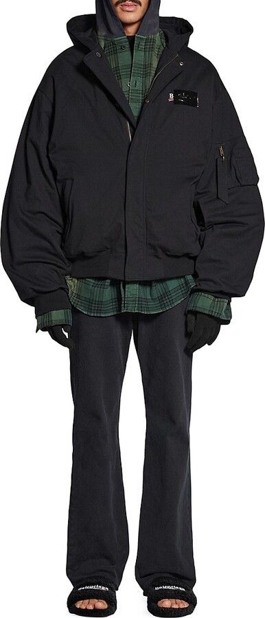 Balenciaga o1w1db10425 Gaffer Padded Bomber Hoodie in Black Size US XS / EU 42 / 0 - 5 Thumbnail