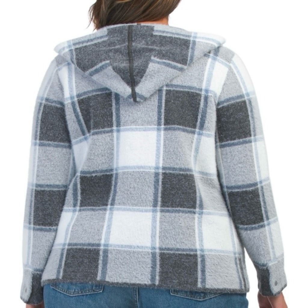Rachel Zoe Rachel Zoe, Plaid Full Zipper Soft Cozy Hooded Sweater Jacket Women’s 1X Size XL / US 12-14 / IT 48-50 - 10 Thumbnail