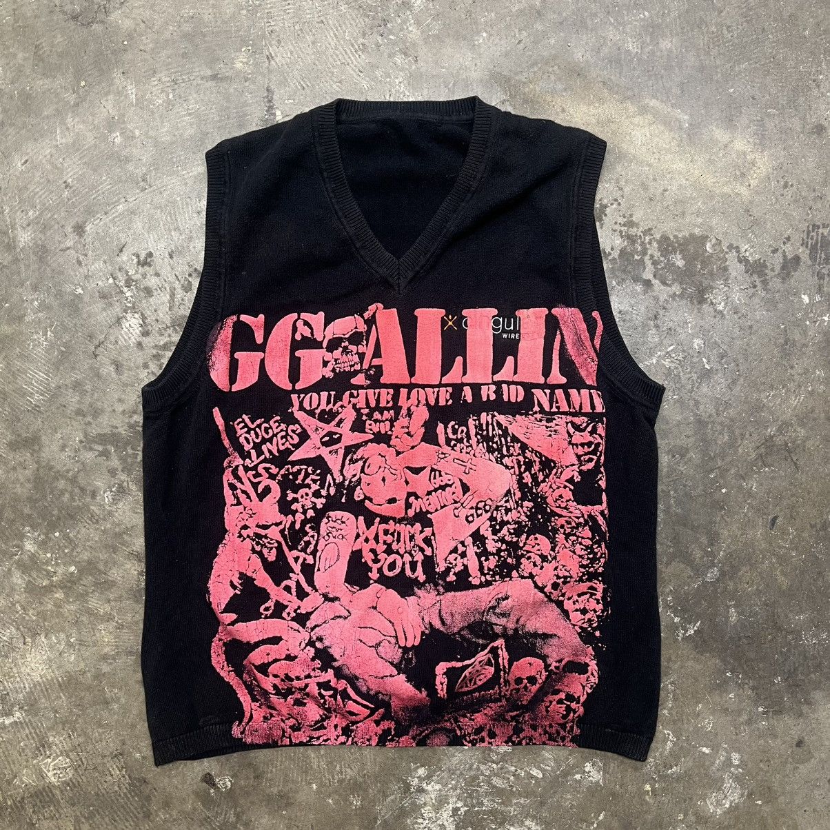 GG Allin Knit Vest Rework Vintage Band 666 Drugs, image size:1204x1204