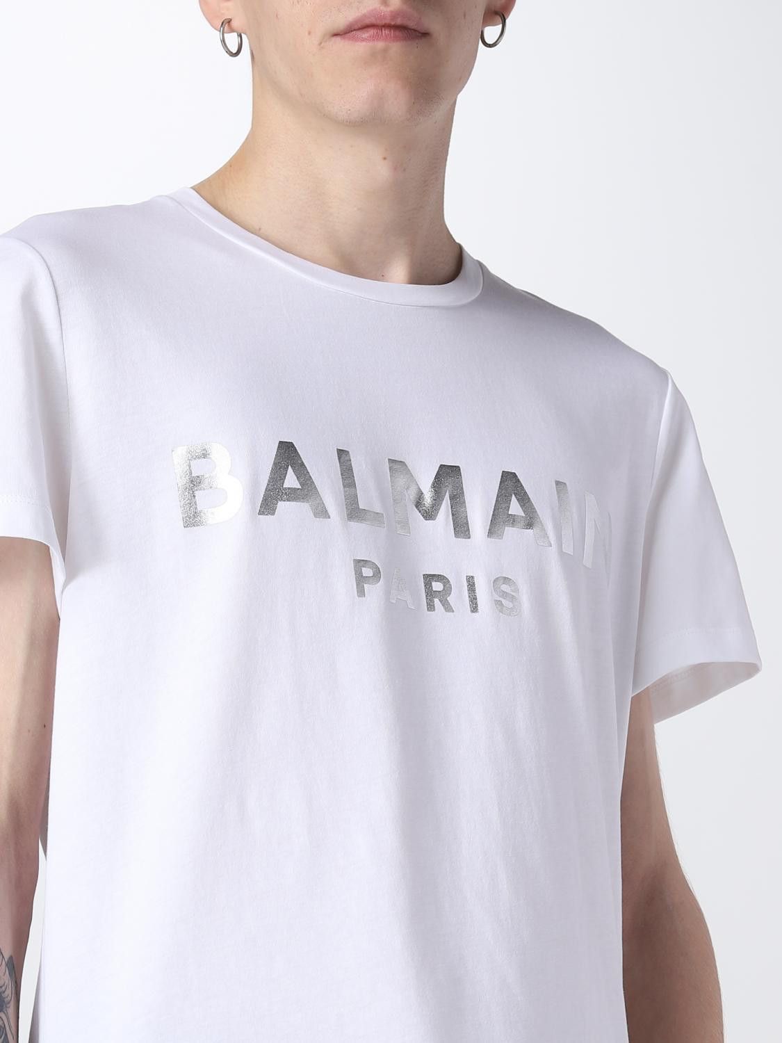 Balmain o1y0426 Logo Crewneck T-Shirt in White Size US XL / EU 56 / 4 - 5 Thumbnail