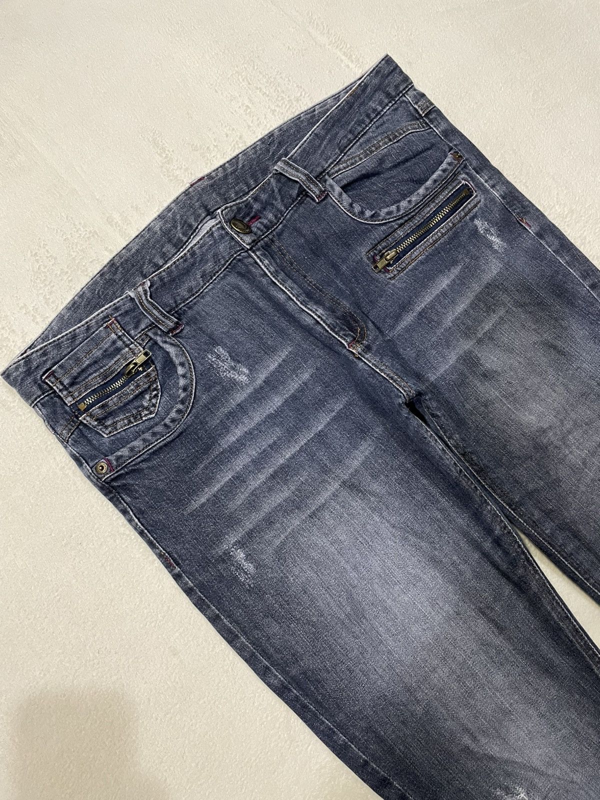 Japanese Brand Vintage Faded Distress Dark Blue Jeans Size US 38 / EU 54 - 6 Thumbnail