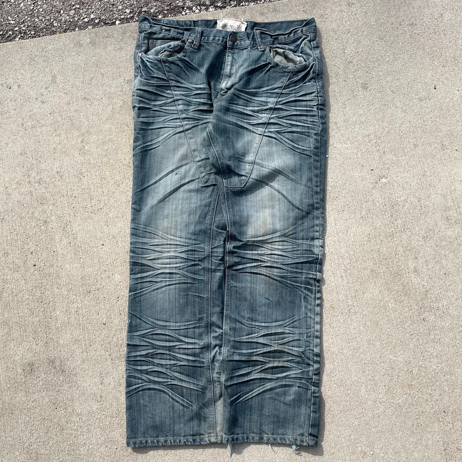 Vintage F.U.S.A.I. Jeans 36x31.5 Distressed Denim Y2K Faded Blue Size US 36 / EU 52 - 3 Thumbnail