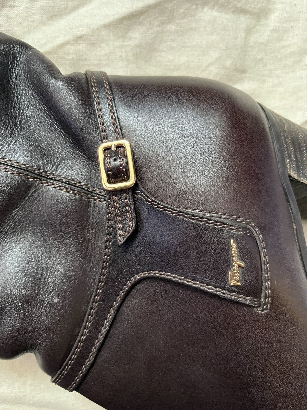 Salvatore Ferragamo Salvatore Ferragamo Knee High Fur Dark Brown leather Boots Size US 8 / IT 38 - 9 Thumbnail