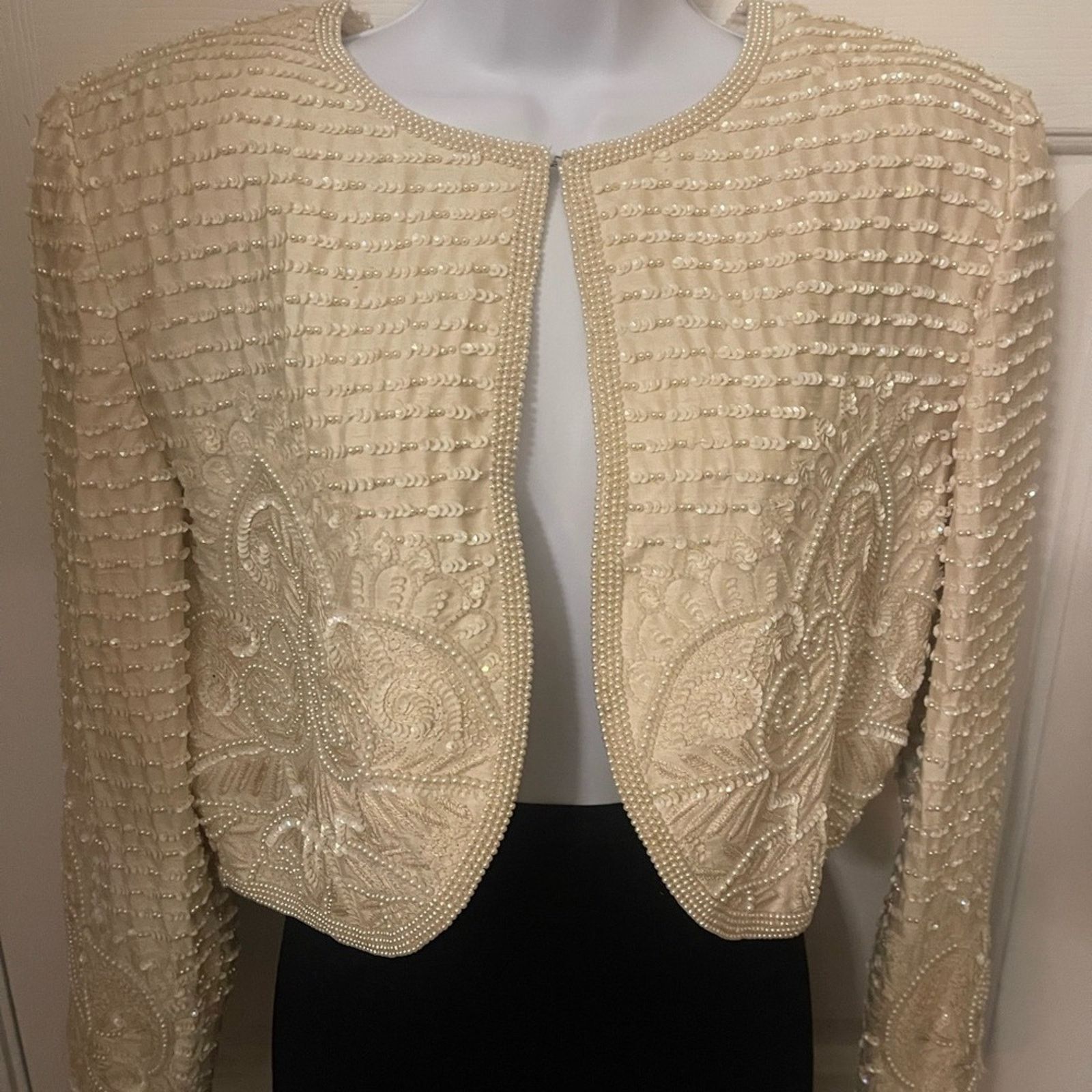 Other Beaded Silk Bolero Jacket (Vintage M) Size M / US 6-8 / IT 42-44 - 1 Thumbnail