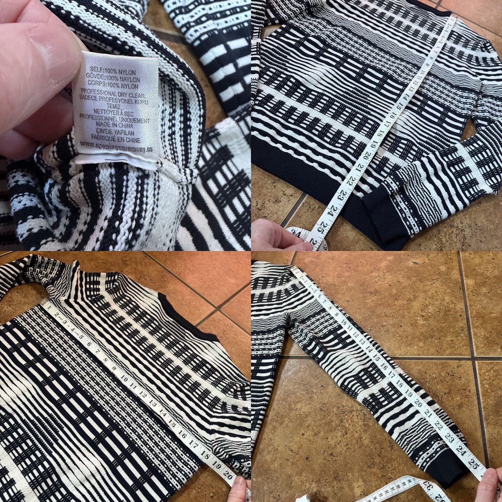 Opening Ceremony OPENING CEREMONY Men's White Striped Knit Sweater Size S Pullover Distressed Black Knit Open Pattern Sweater Mens Size US S / EU 44-46 / 1 - 8 Thumbnail