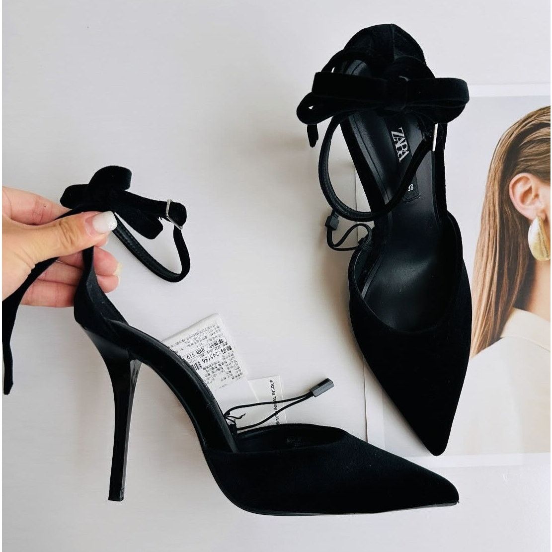 Zara ZARA Black Bow Pointed Heels NWT (Size 9) Size US 9 / IT 39 - 8 Thumbnail