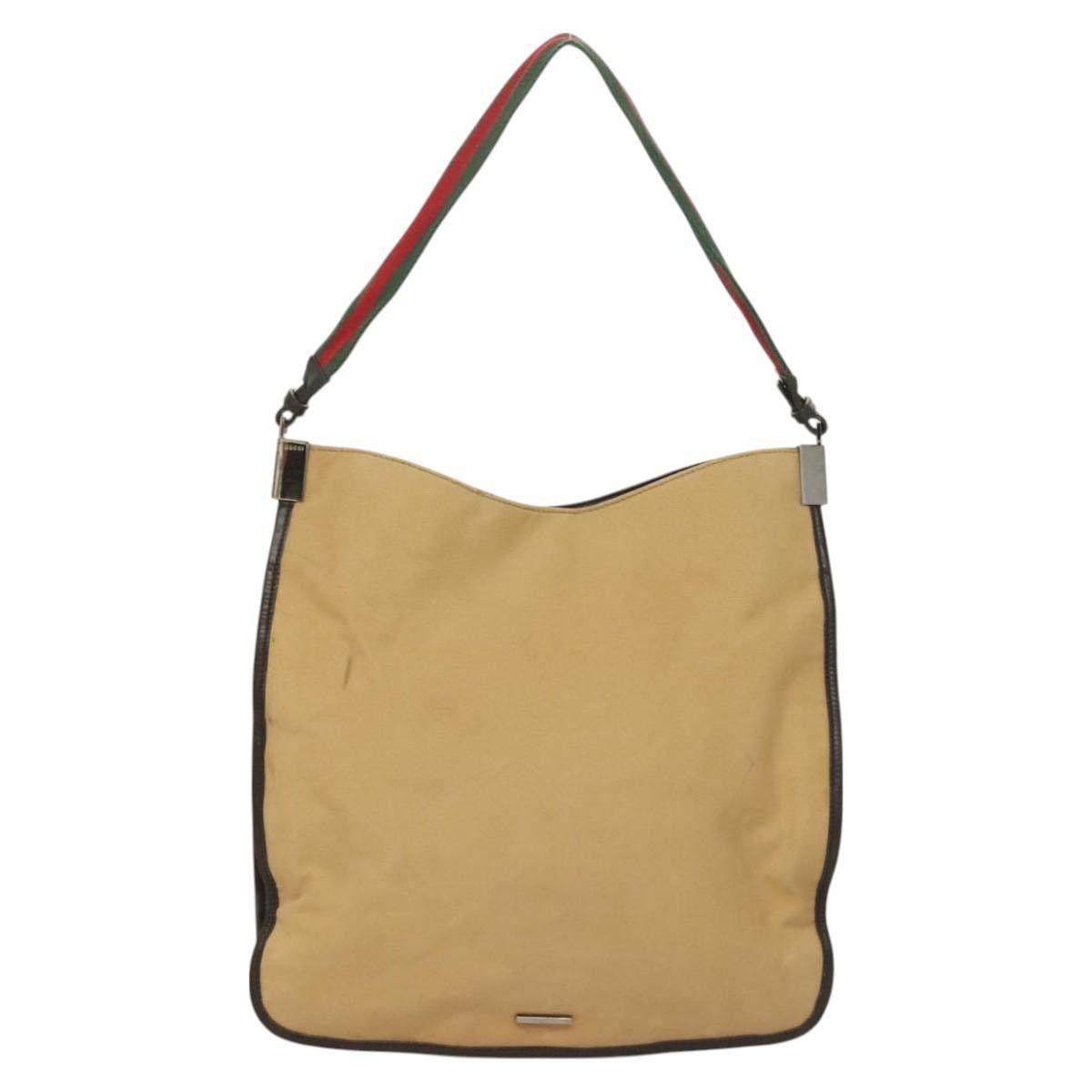 Gucci GUCCI Web Sherry Line Shoulder Bag Canvas Beige Silver Red Size ONE SIZE - 2 Thumbnail