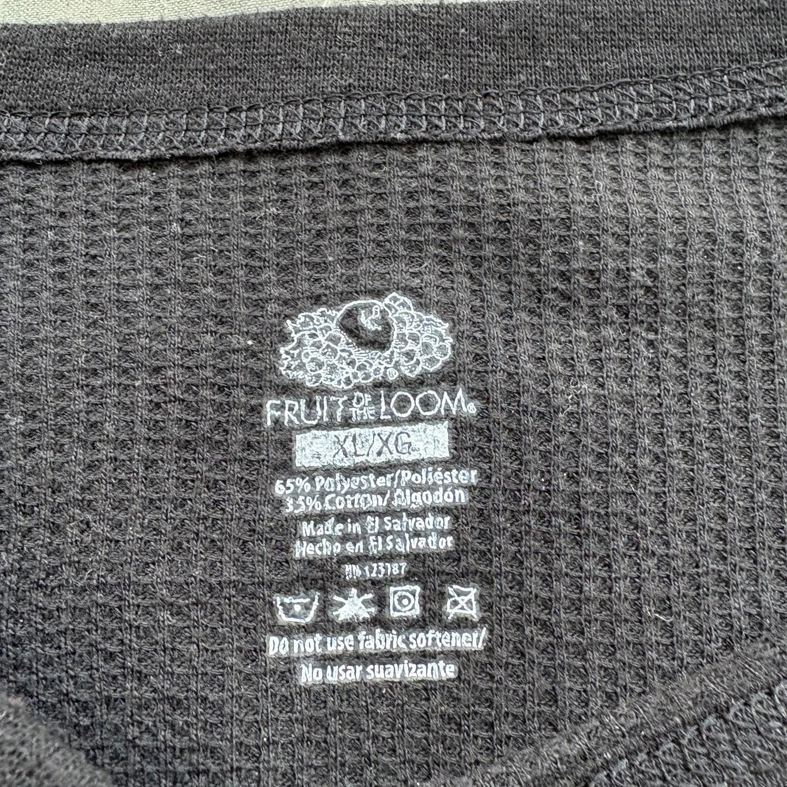 Fruit Of The Loom Vintage Y2K Black Grunge Skater Thermal Waffle Knit Shirt Size US XL / EU 56 / 4 - 2 Thumbnail