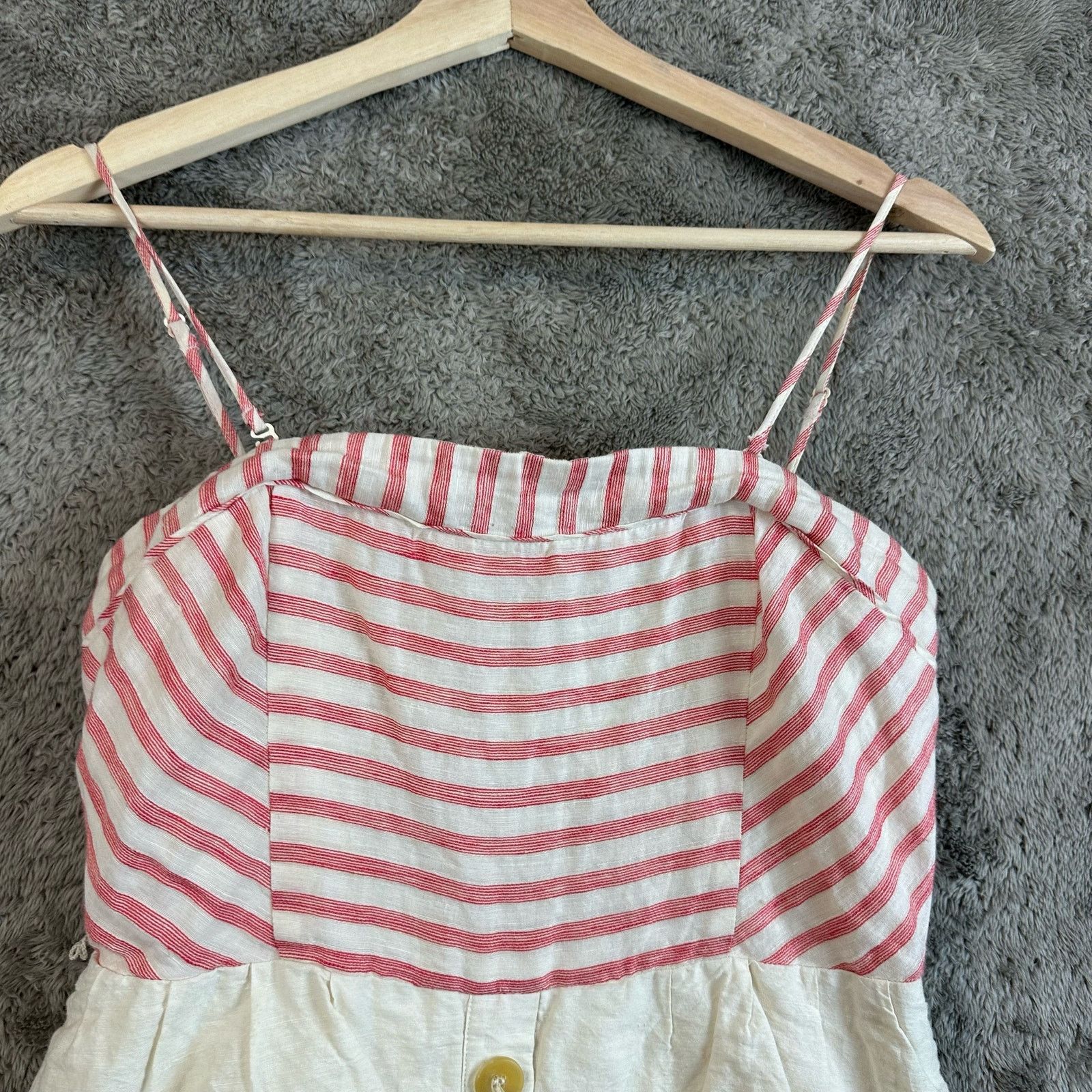 Anthropologie Anthropologie Maeve Linen Red Stripe Tiered Dress 6 S Size M / US 6-8 / IT 42-44 - 4 Thumbnail